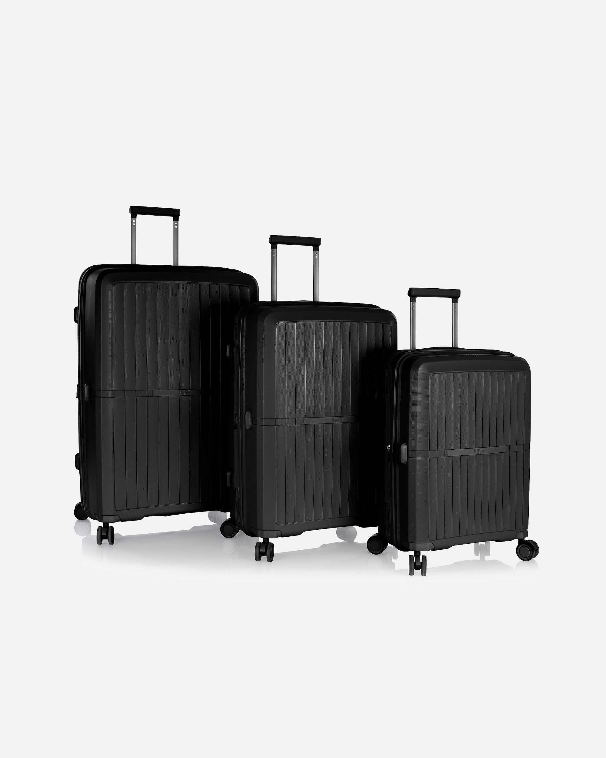 Koffer für Männlich Heys AirLite 4 Rollen Kofferset 3-teilig mit Dehnfalte black