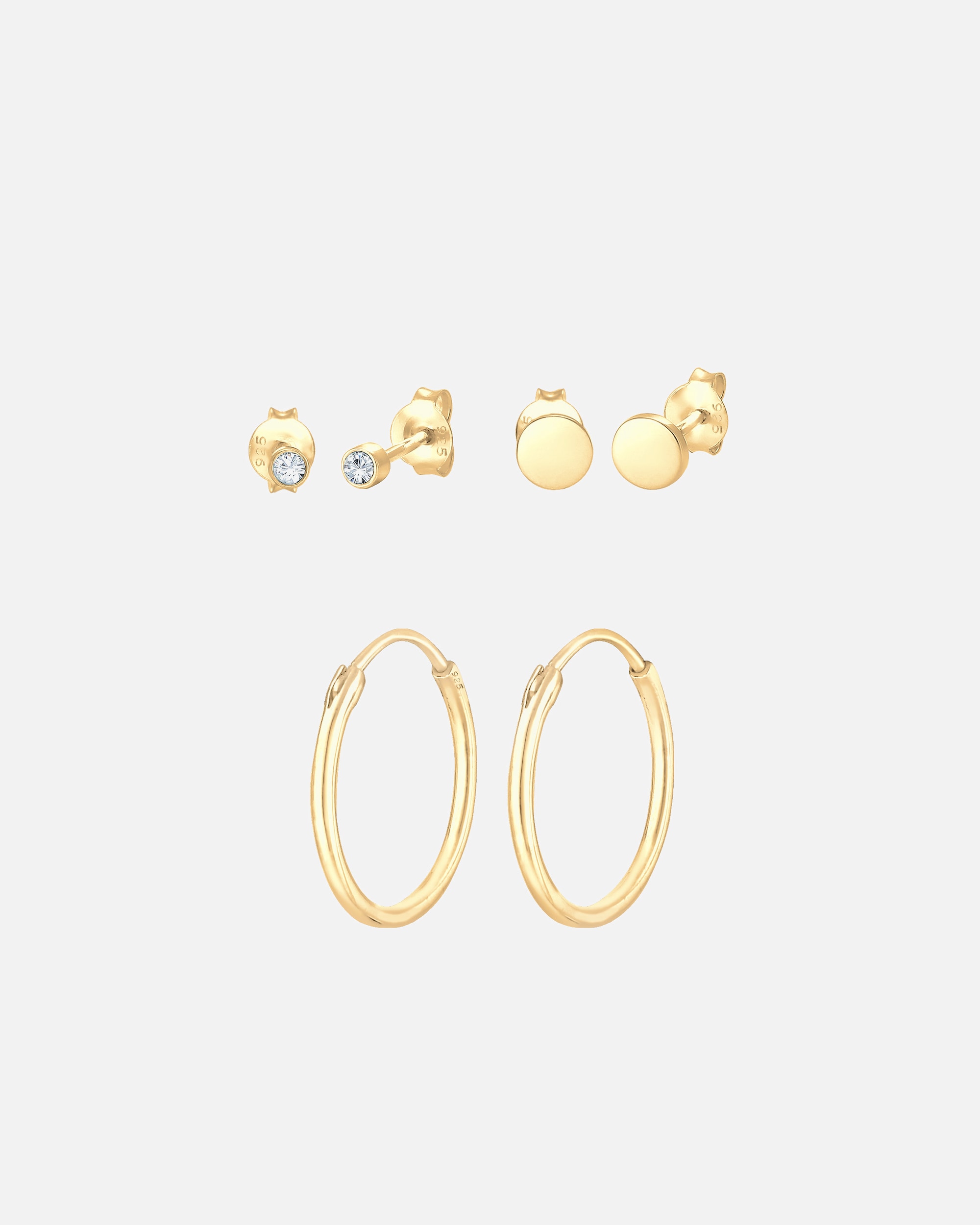 Ohrringe für Weiblich Elli 3er Set Stecker 925 Silber, mit Kristallen von Swarovski® goldfarben