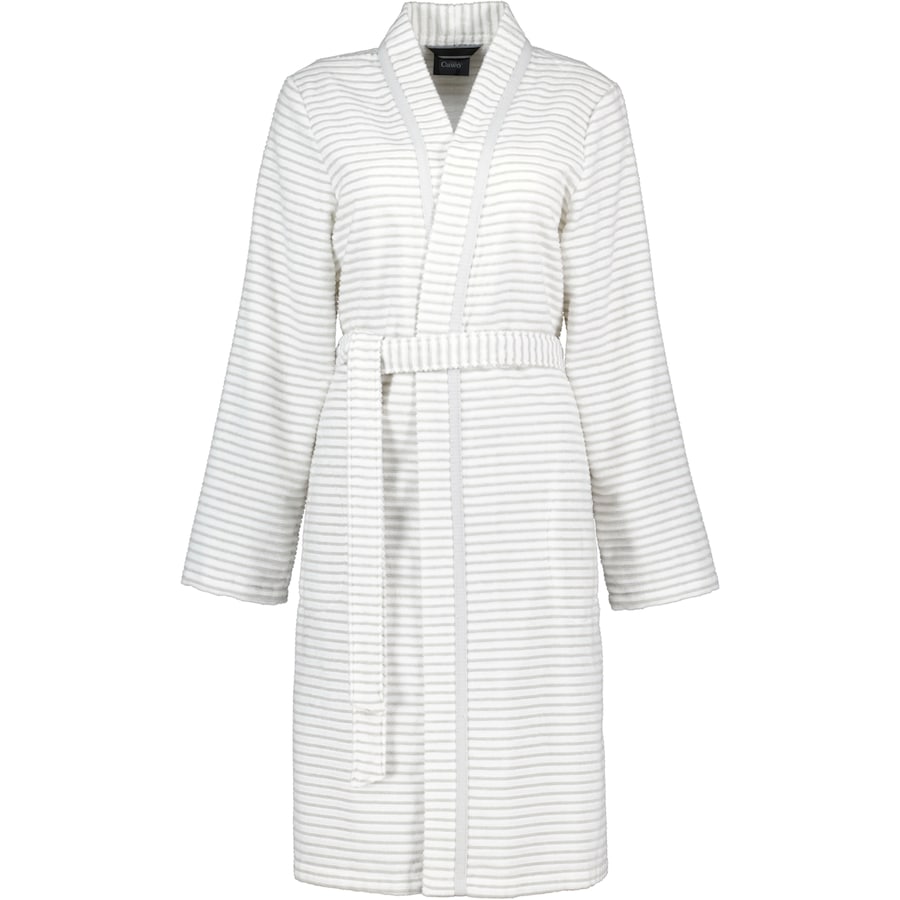 Cawö Bademäntel Damen Kimono Struktur 1214 weiß-silber - 76 L Weiss