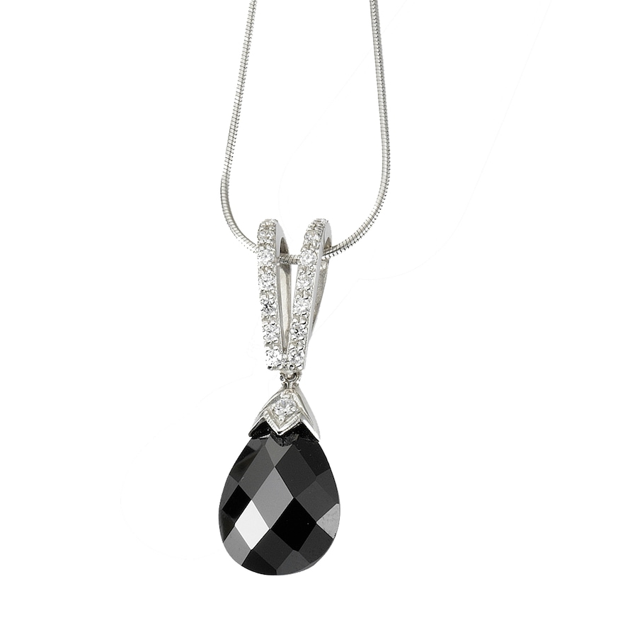 Celesta Halskette 925/- Sterling Silber Zirkonia schwarz 42+5cm Damen