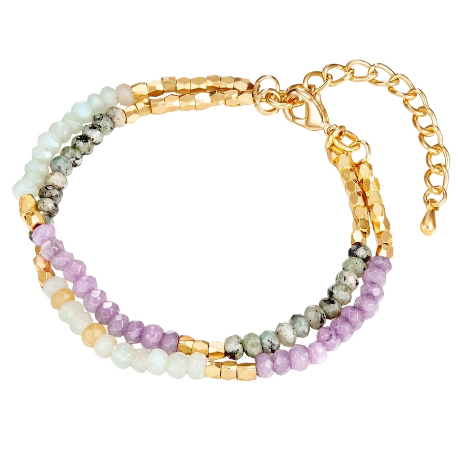 Lulu & Jane Armband Messing Naturstein in Gelbgold 18,0 cm Basislänge + 5,0 Verlängerung Damen