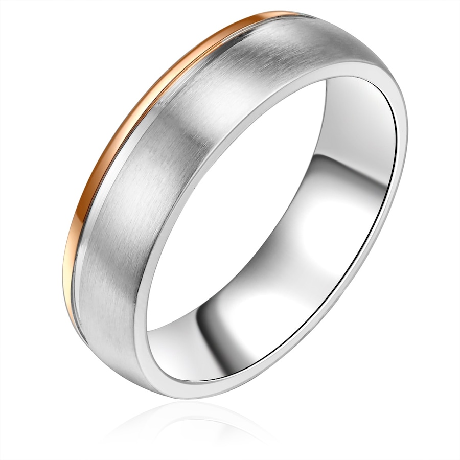 Trilani Ring aus Edelstahl in Silber und Roségold 64 Herren