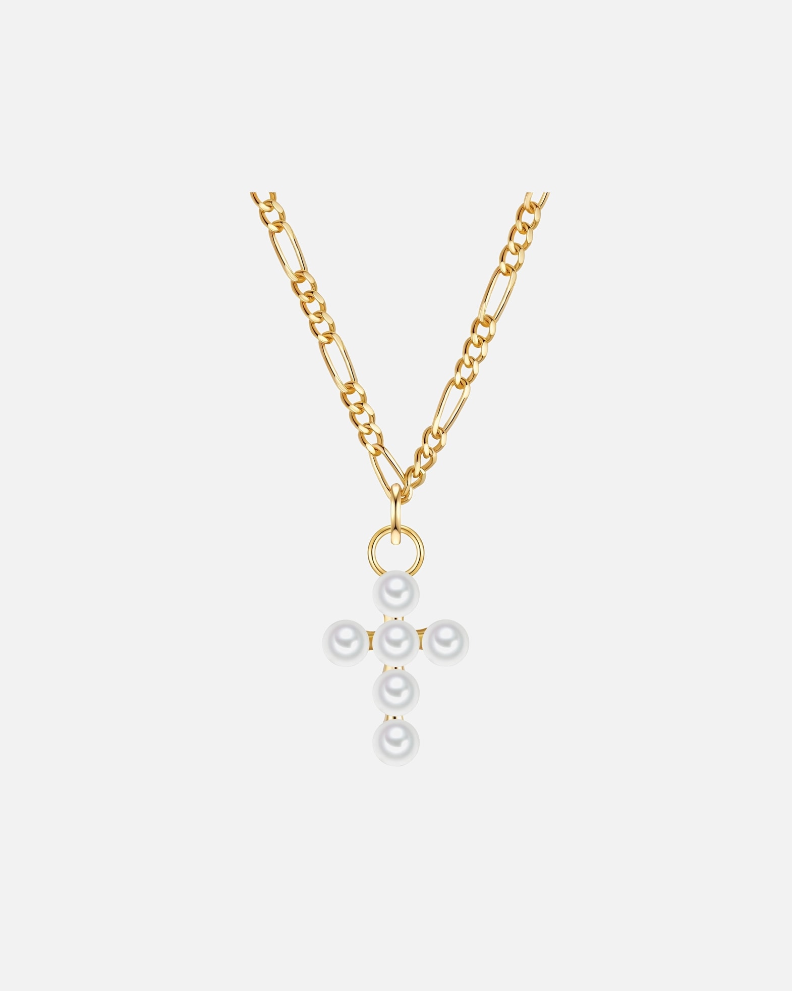 Halskette für Weiblich Glanzstücke München Halskette Kreuz aus Sterling Silber in gelbgold mit Süßwasser-Zuchtperle 43,0 cm Basiskette + 5,0 cm Verlängerung