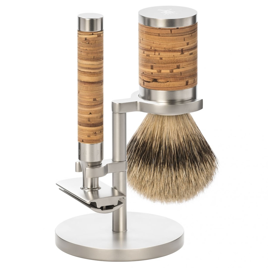 Mühle Rocca 3 tlg Rasierset Silberspitz, Griff Birkenrinde Herren