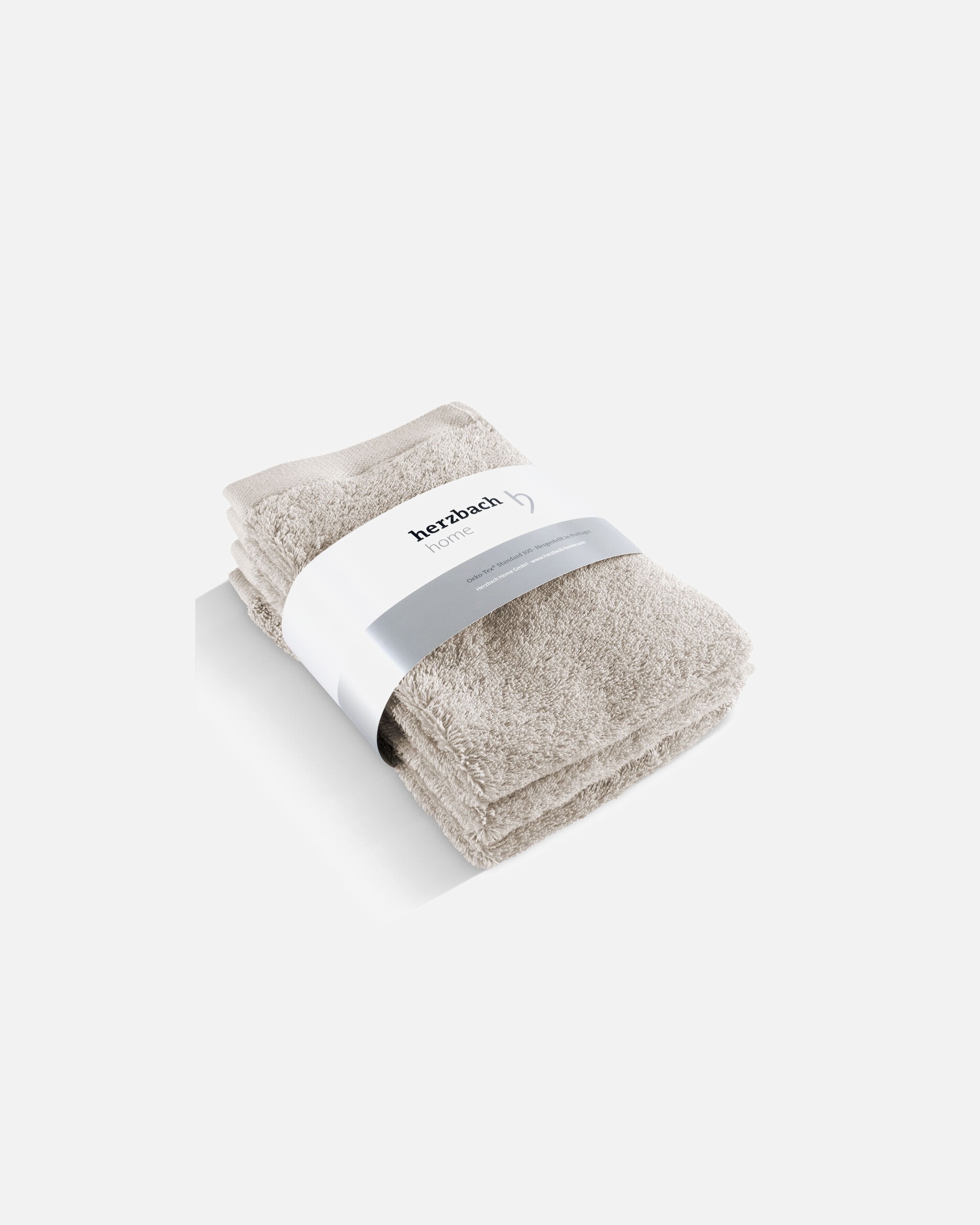 Handtuch für Unisex Herzbach Home Default Brand Line Gästehandtuch Pura 3er-Set einfarbig Sandgrau