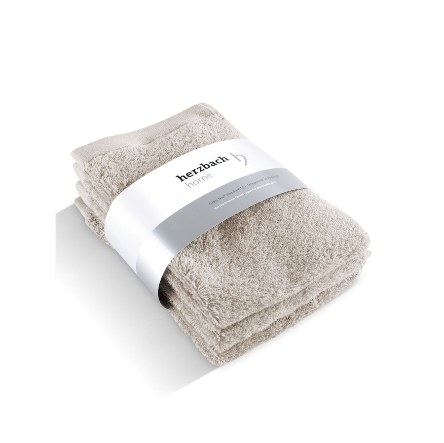 Herzbach Home Gästehandtuch Pura 3er-Set einfarbig Sandgrau