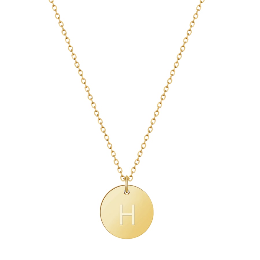 GOOD.designs Namenskette 18 K vergoldet mit Buchstaben-Coin H Onesize Damen