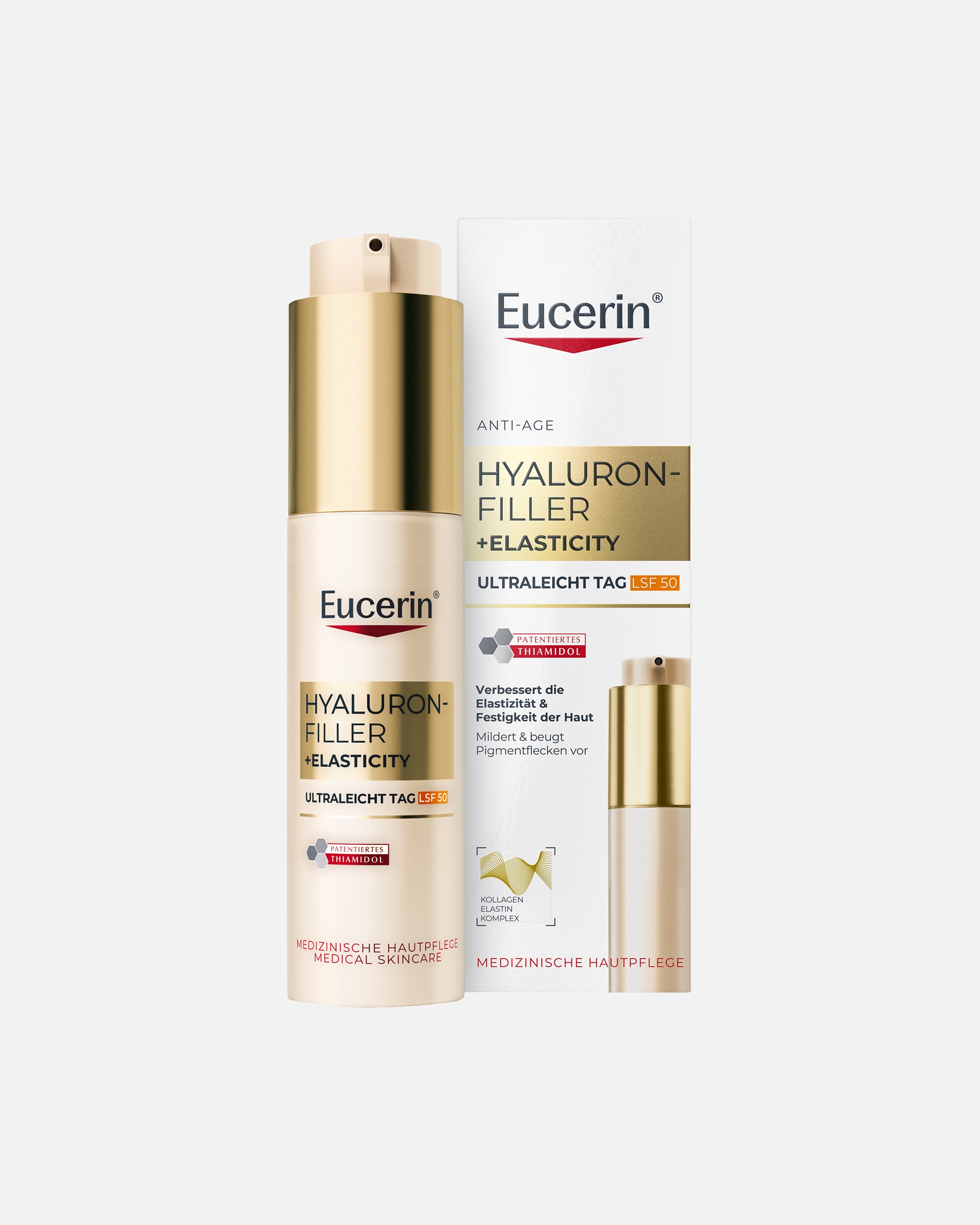 Anti-Aging Pflege für Unisex Eucerin Hyaluron Filler + Elasticity Ultraleicht Tag LSF50 50 ml