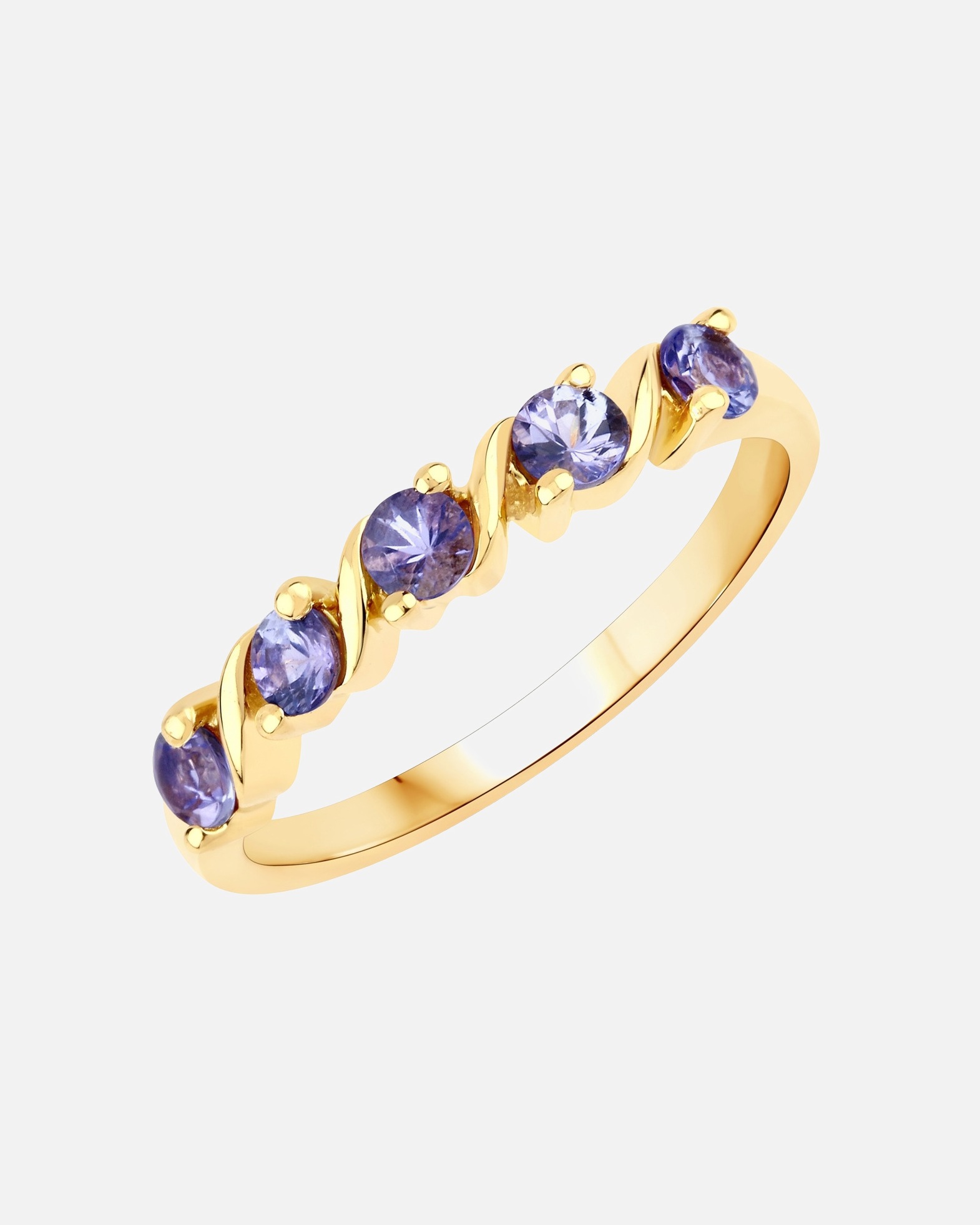 Ring für Weiblich Rafaela Donata Ring Sterling Silber Tansanit in Gelbgold 56