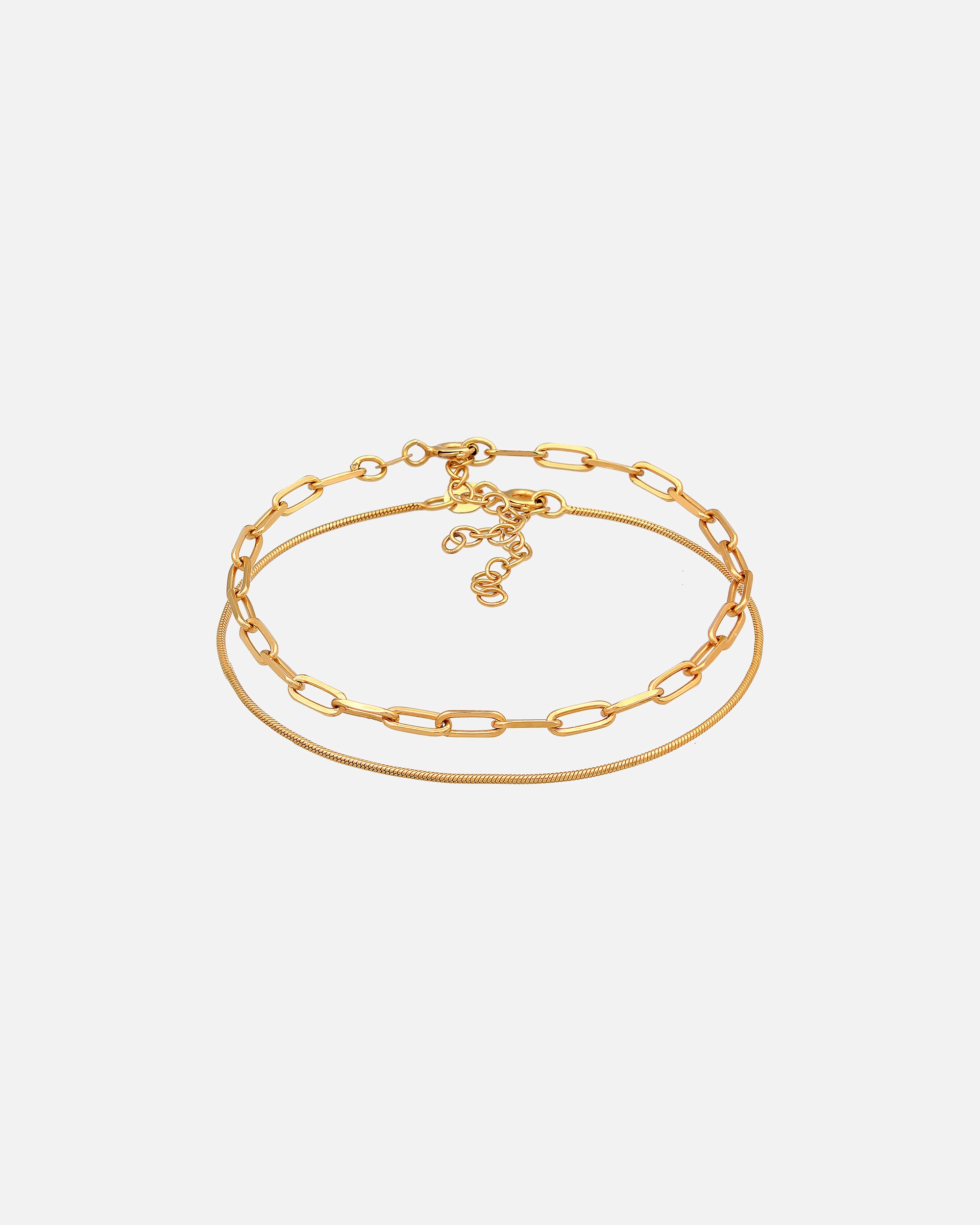 Armband für Weiblich Elli PREMIUM Glieder Basic Schlangenkette 2er Set 925 Silber goldfarben