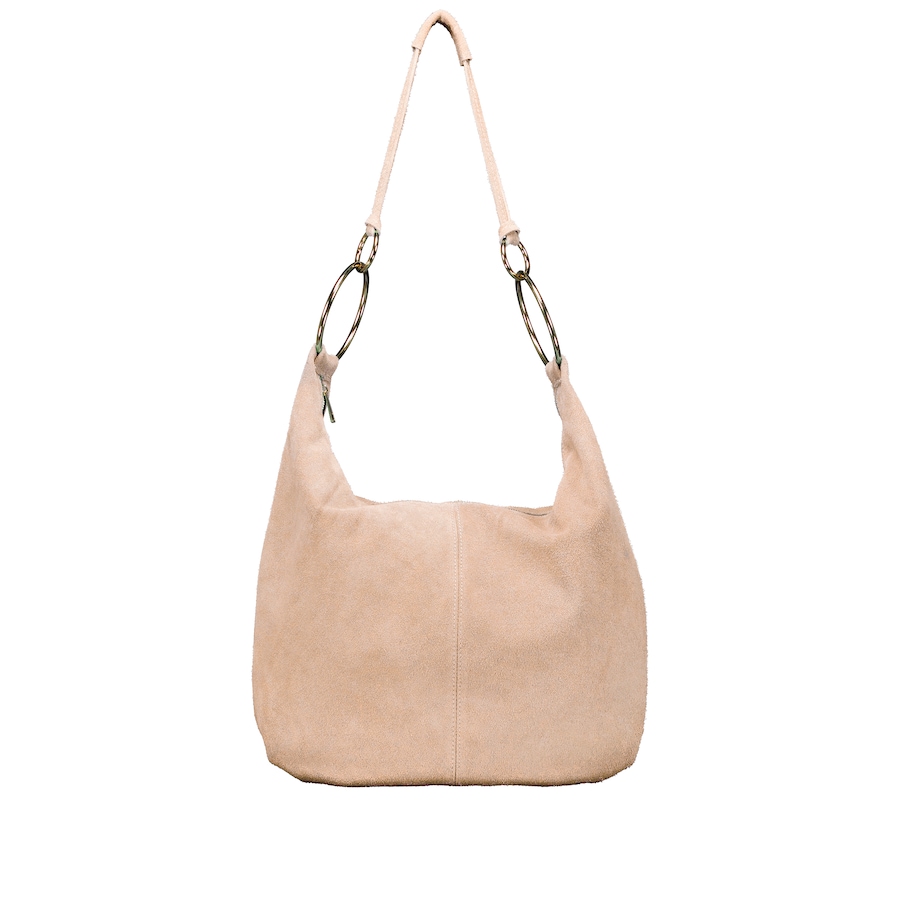 Hausfelder Manufaktur Beuteltasche Velours mit Goldfittings Sand Damen