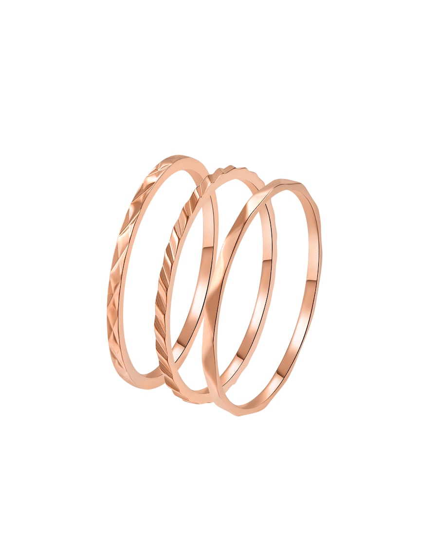 Hey Happiness Stacking Ring-Set 3-teilig Edelstahl rosevergoldet 57 Damen
