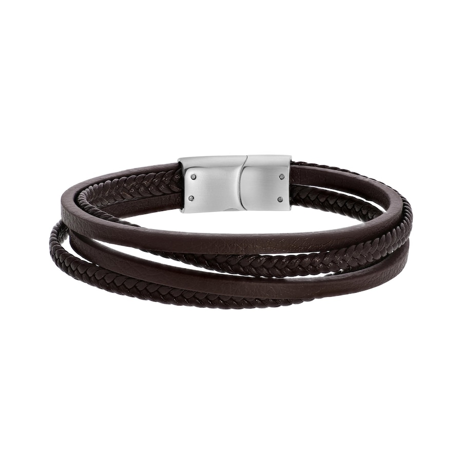 Lucardi Armband Leder silbern 21.0mm Damen