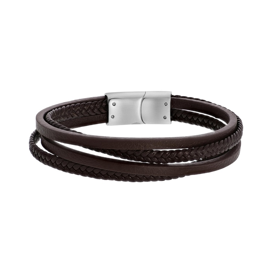 Lucardi Armband Leder silbern 19.0mm Damen