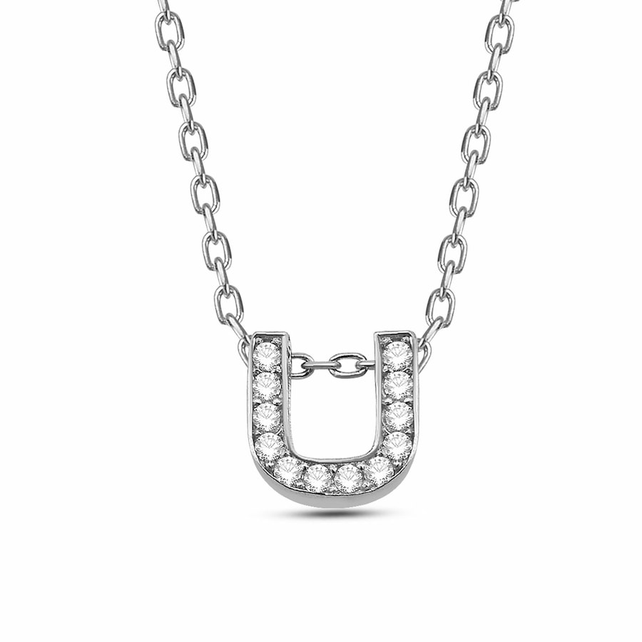 dKeniz Anhänger mit Kette 925/- Sterling Silber Zirkonia bunt 40cm+3cm Weiss Damen