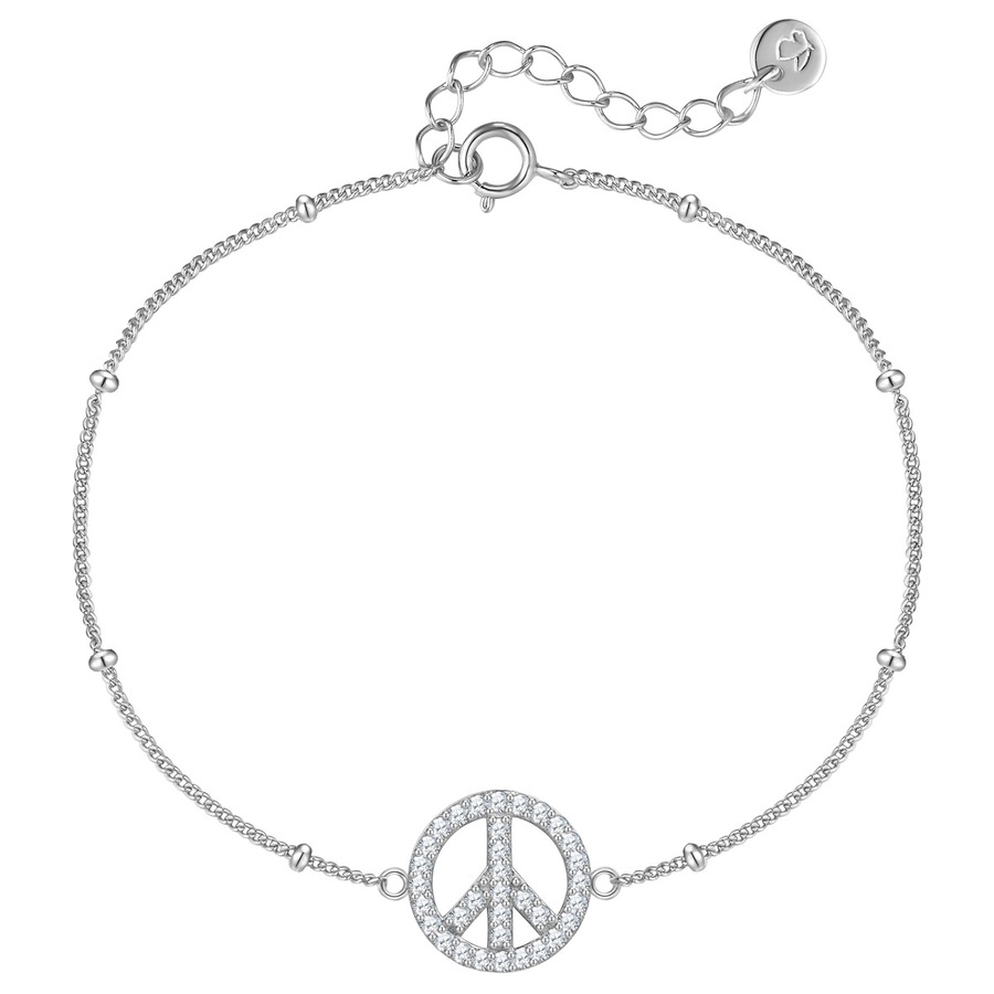 Glanzstücke München Armband Peace aus Sterling Silber in mit Zirkonia 17,0 cm Basislänge + 3,0 Verlängerung Damen