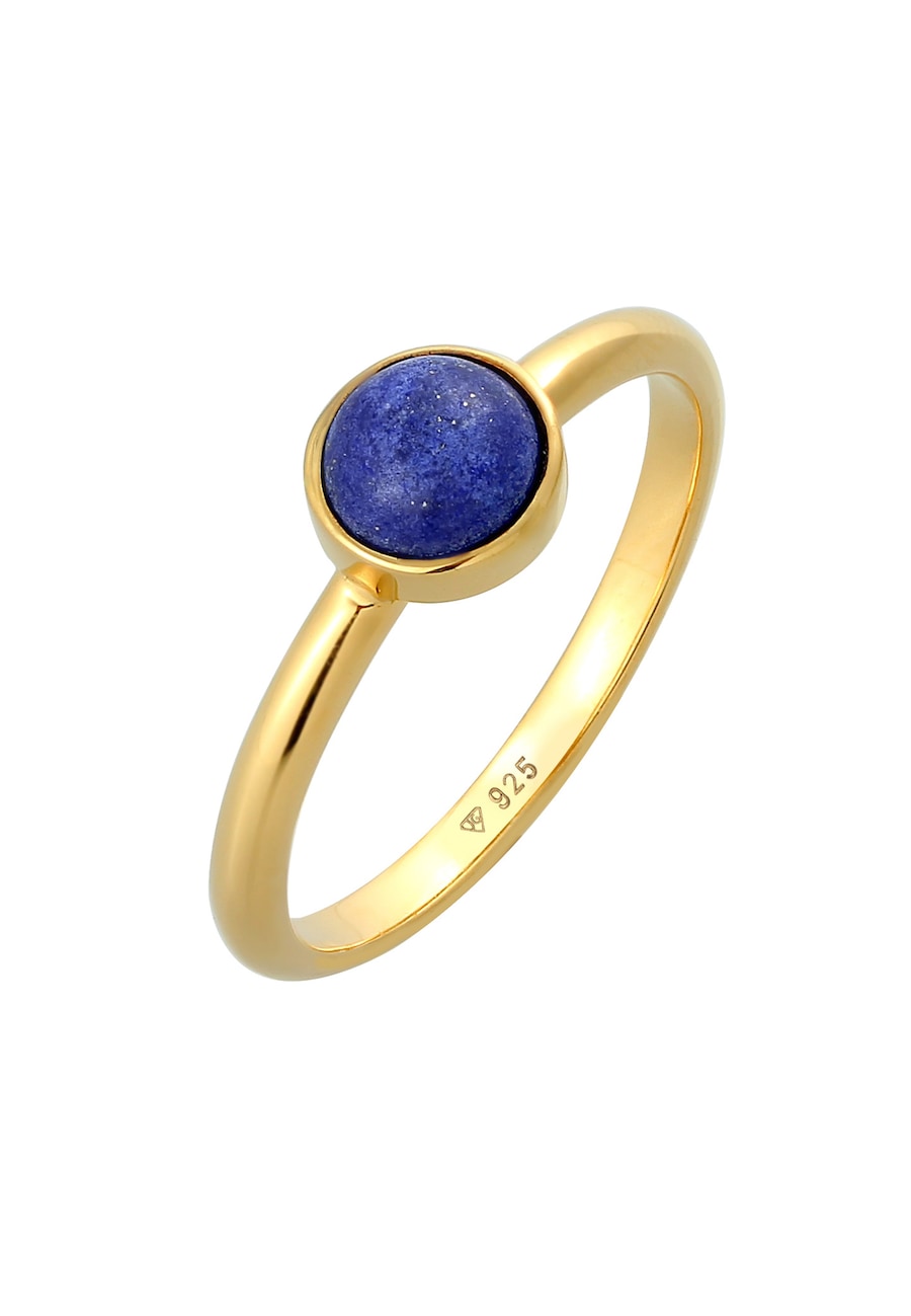Elli PREMIUM Lapis Lazuli Edelstein Solitär 925 Silber 52 Damen