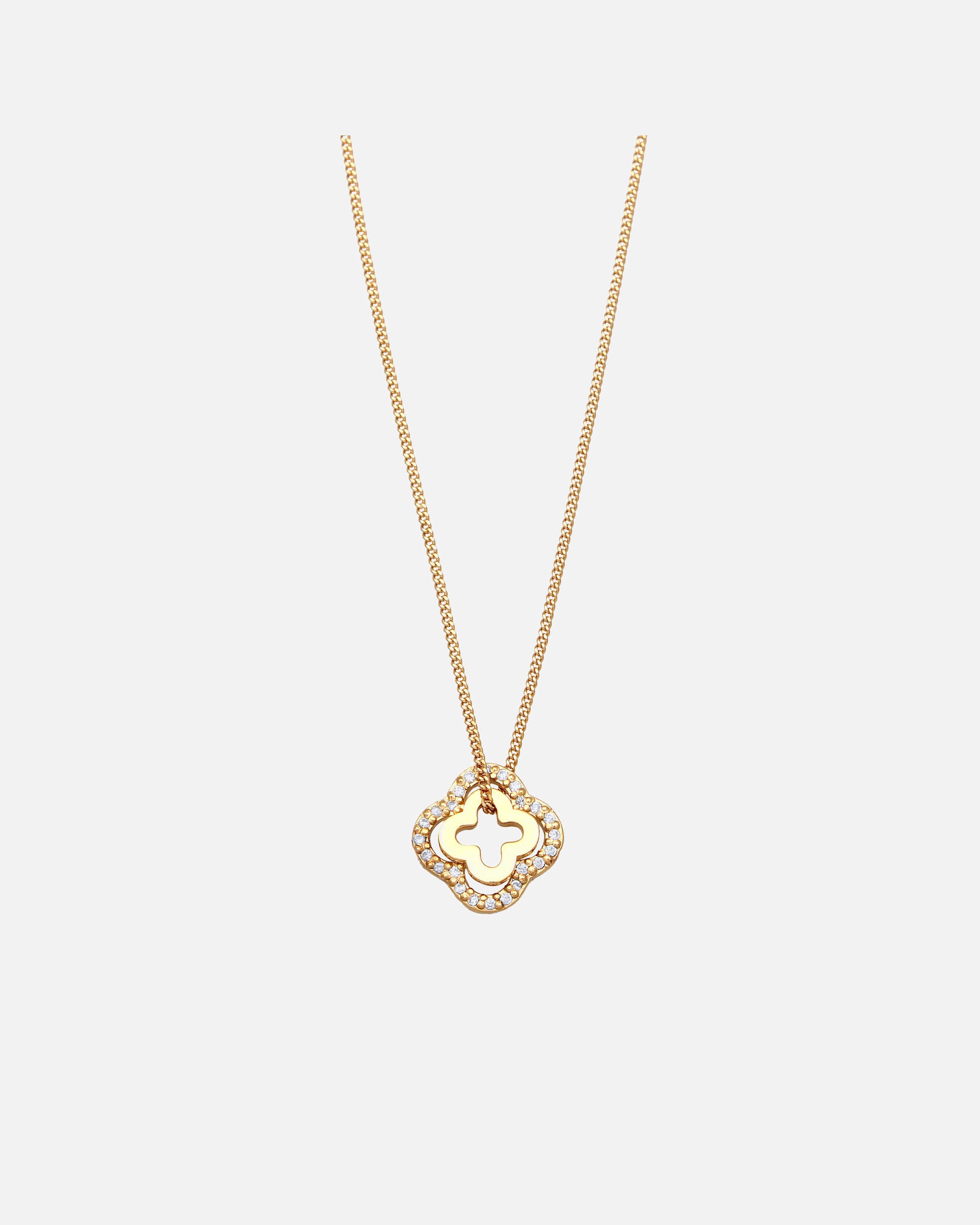 Halskette für Weiblich Elli Kleeblatt Zirkonia Weiß 925 Sterling Silber goldfarben