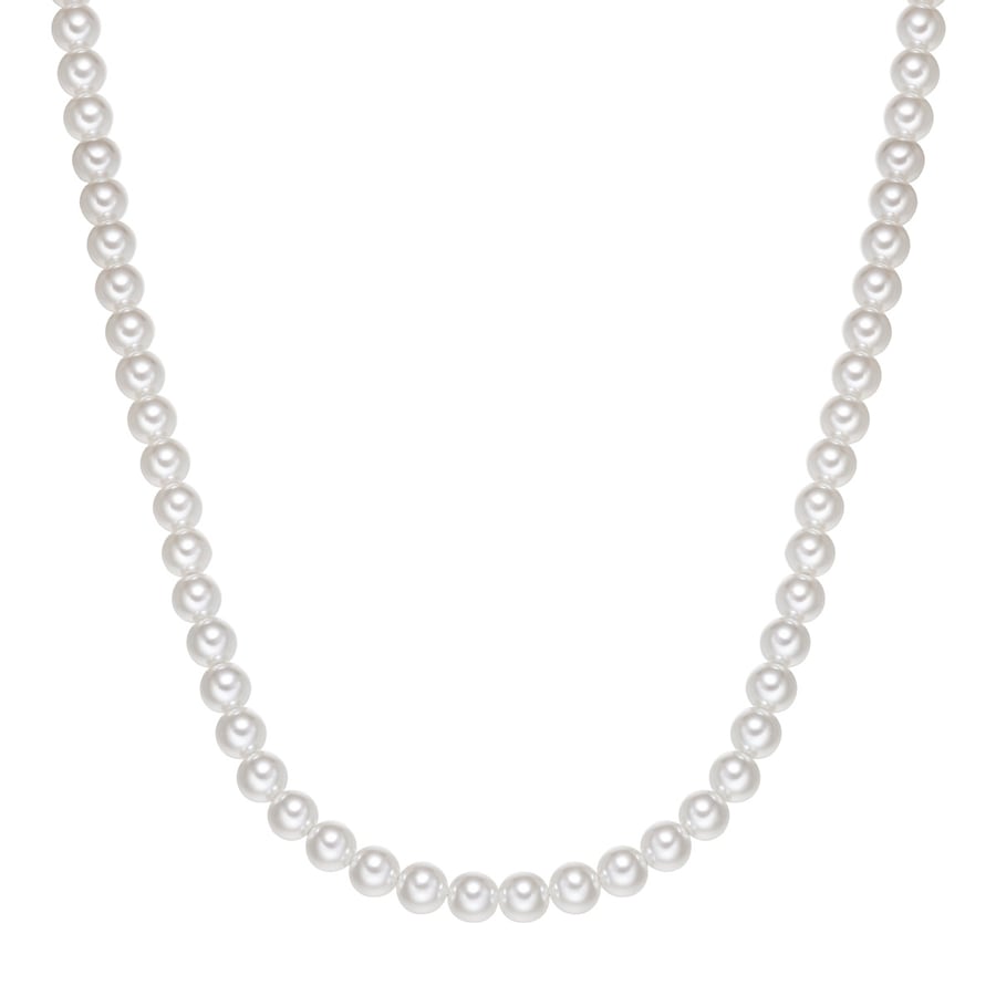 True Rebels Perlen-Kette aus Edelstahl in Schwarz mit Perle (synth.) 55 cm Herren