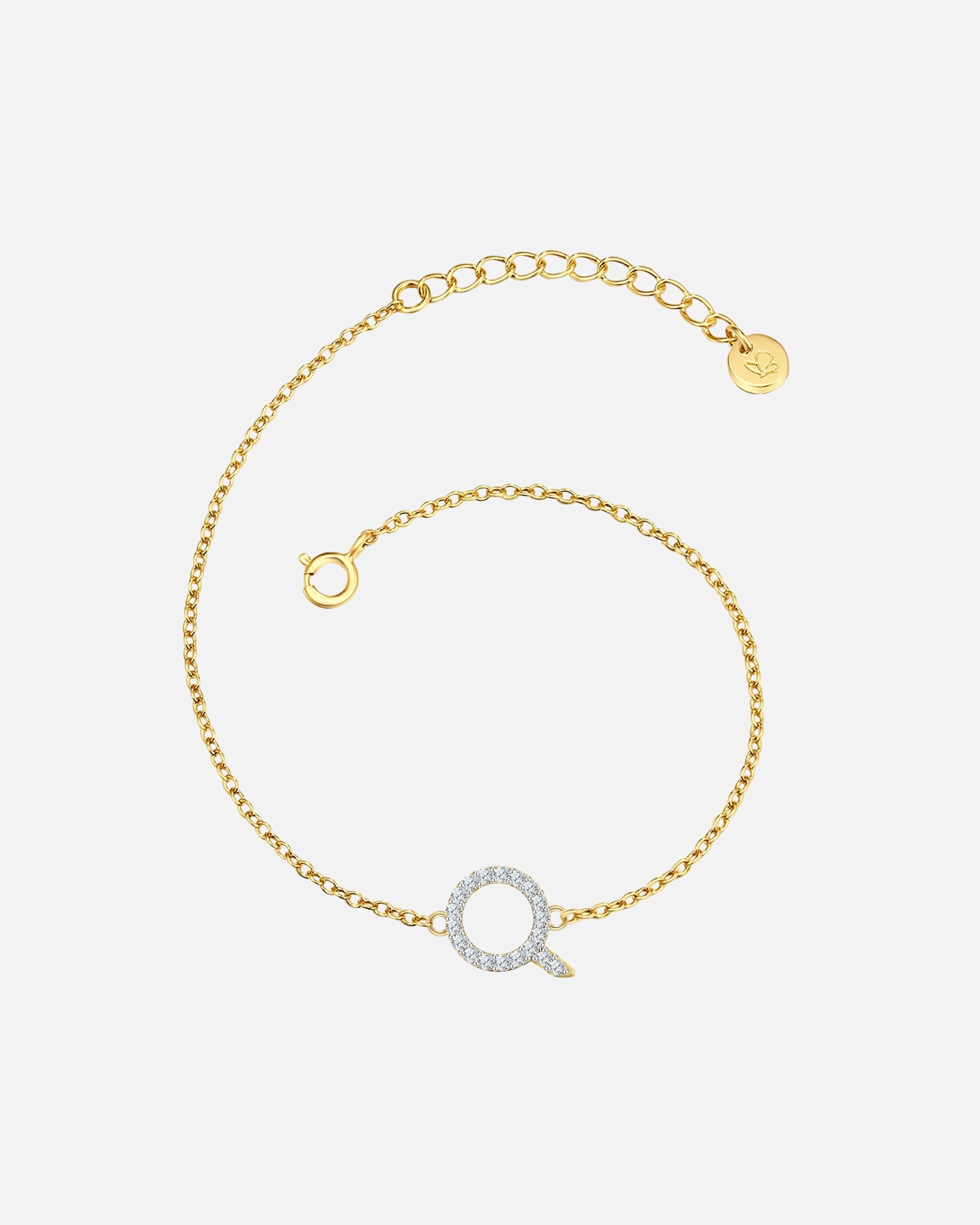 Armband für Weiblich Glanzstücke München Armband Buchstabe R Sterling Silber Zirkonia in Gelbgold Q