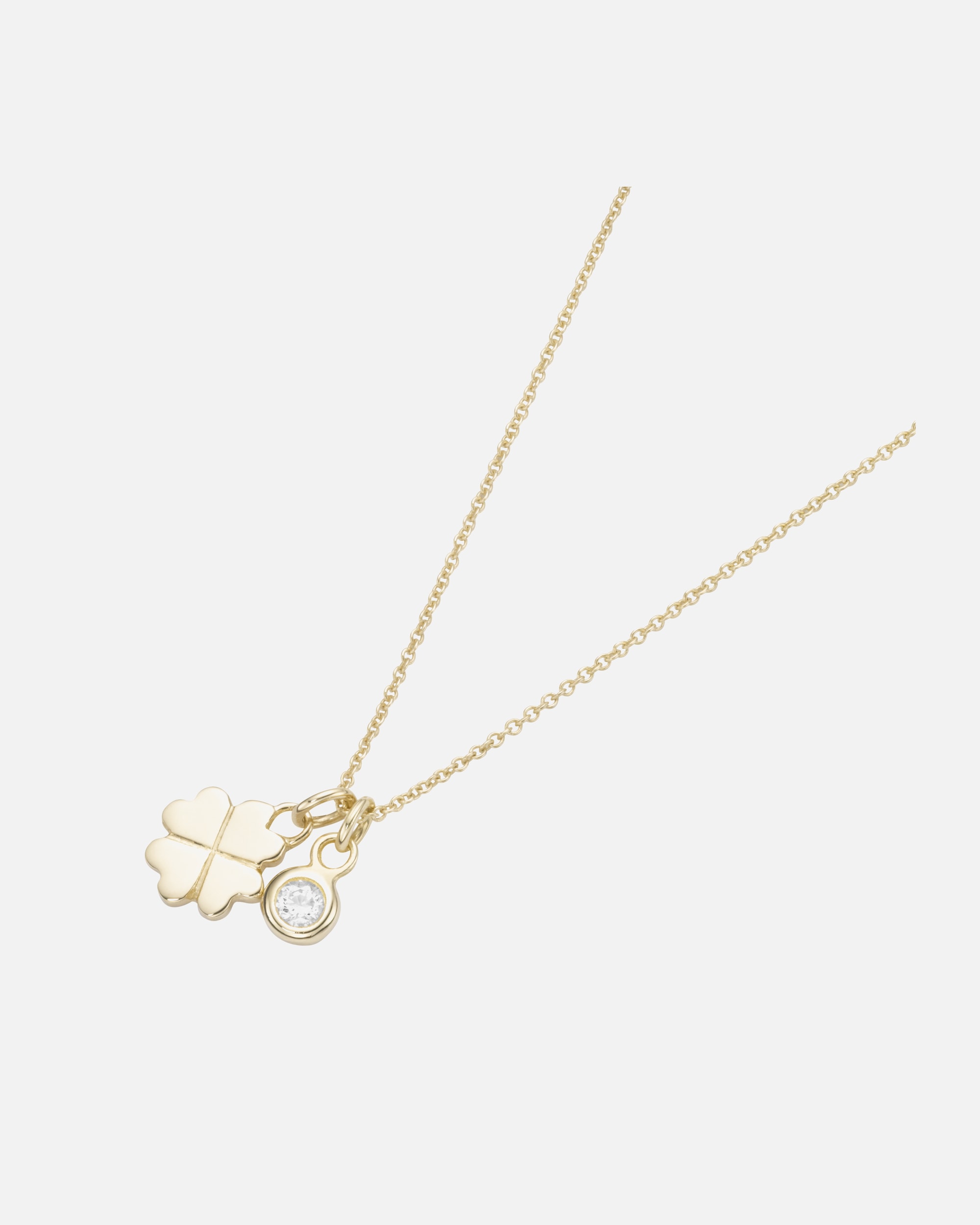 Halskette für Weiblich Luigi Merano Kette 2 Anhänger, Kleeblatt und Zirkonia, Gold 375 45 cm