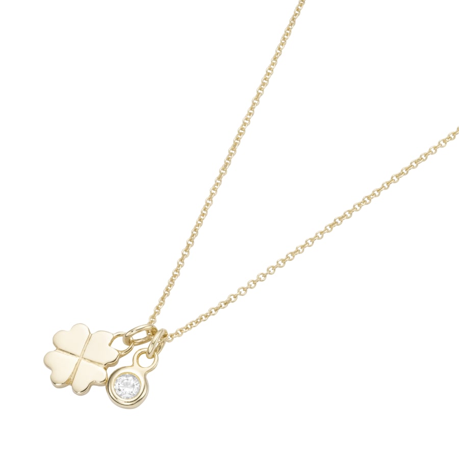 Luigi Merano Kette 2 Anhänger, Kleeblatt und Zirkonia, Gold 375 45 cm Damen