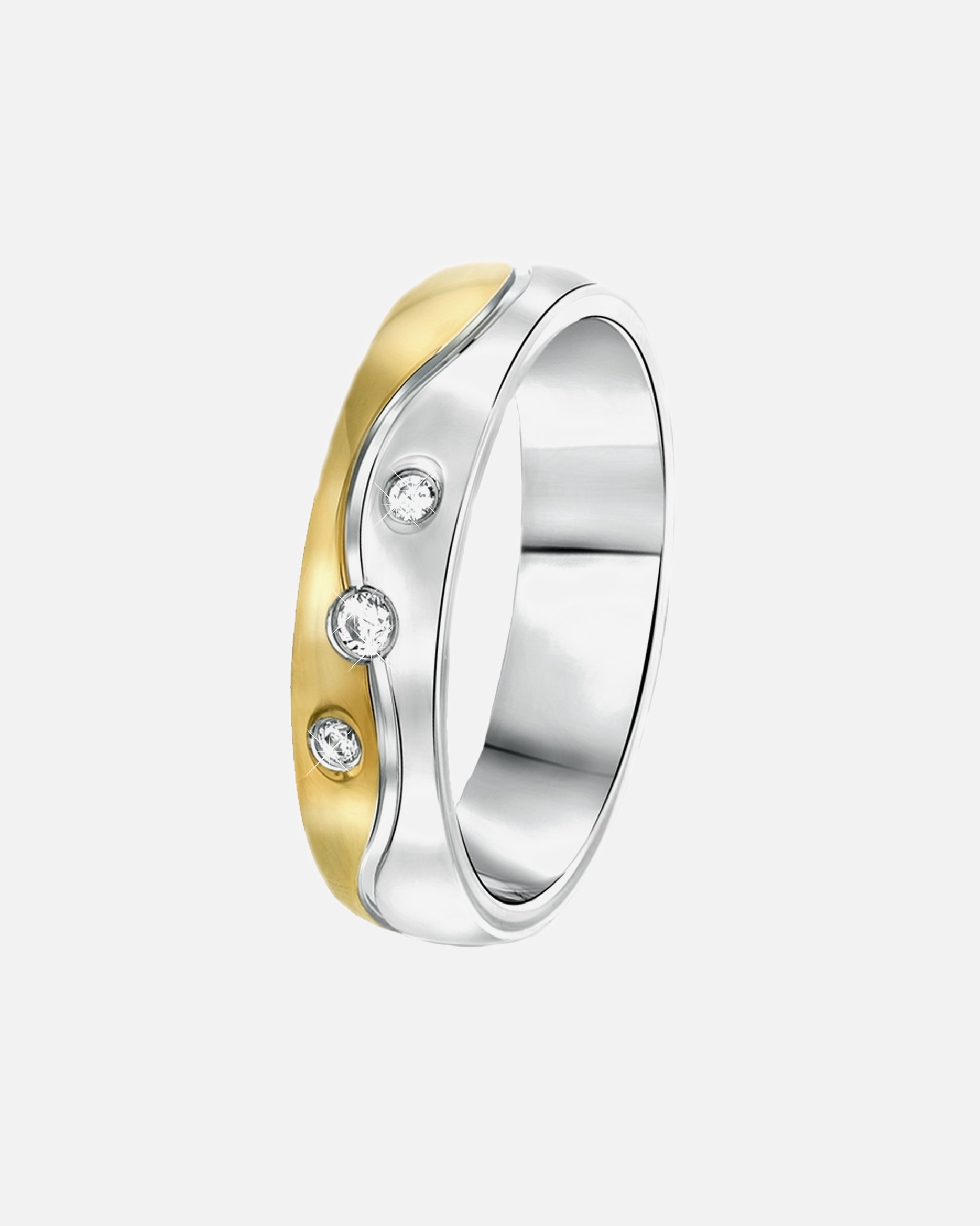 Ring für Männlich Lucardi Ringe 'Valletta' Stahl - silbern-goldfarbig 63mm