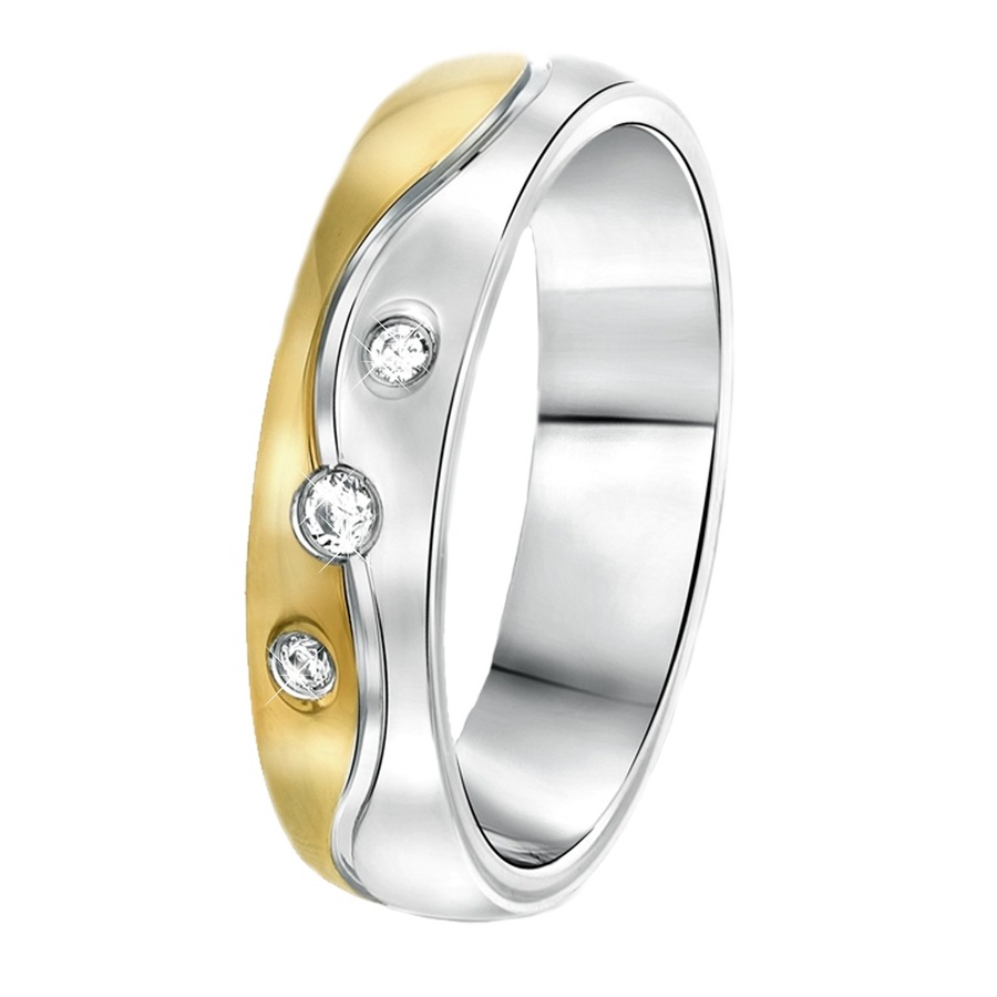 Lucardi Ringe 'Valletta' Stahl - silbern-goldfarbig 60mm Herren