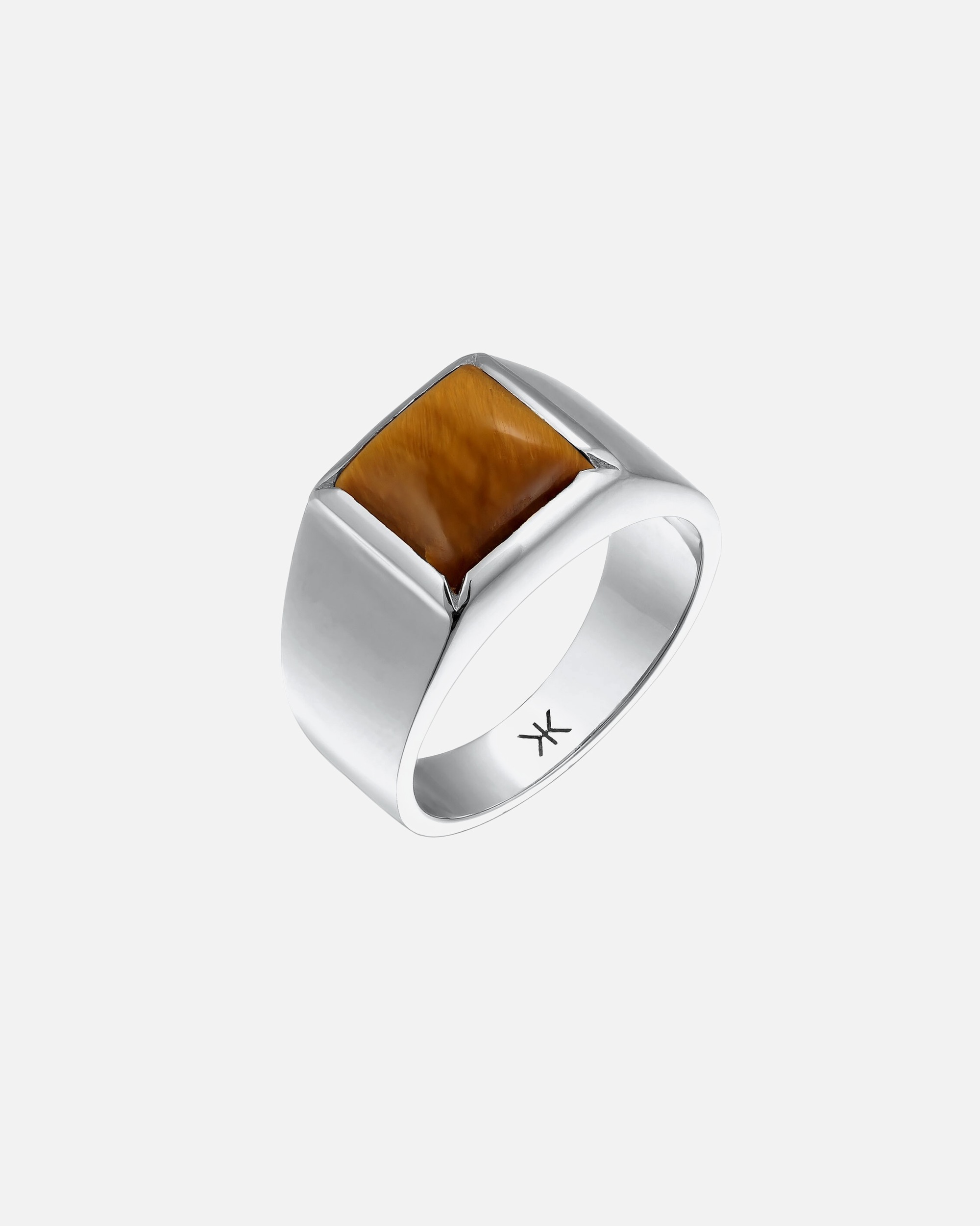 Ring für Männlich KUZZOI Siegelring Tigerauge Braun 925 Sterling Silber 62