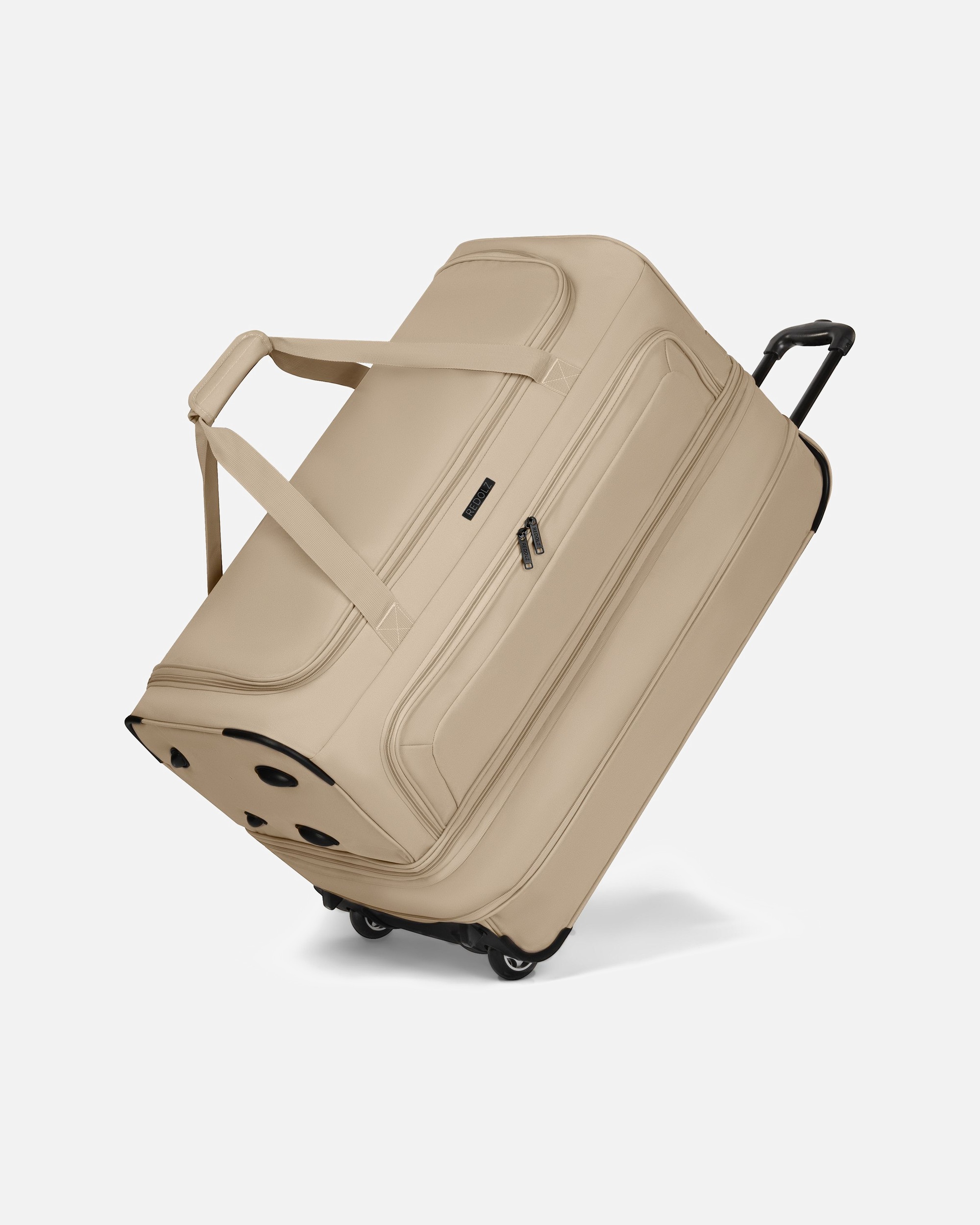 Tasche für Männlich Redolz Duffle Essentials 2-Rollen Reisetasche 70 cm L mit Dehnfalte beige
