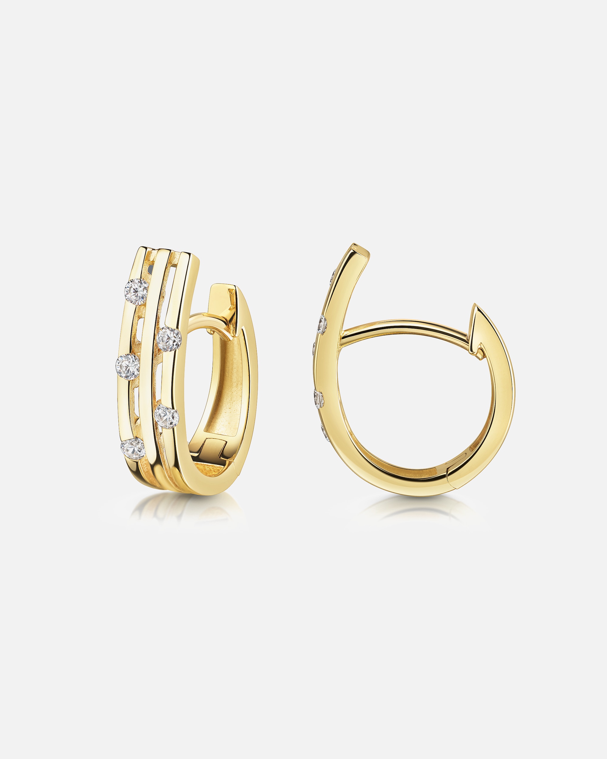 Creolen für Weiblich Fascination by Ellen K. Klappcreolen 375/- Gold Zirkonia weiß gelb vergoldet