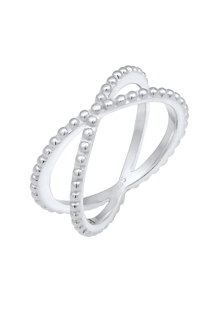 Elli Kreuz Wickelring Criss Cross Kugel 925 Silber 56 Damen
