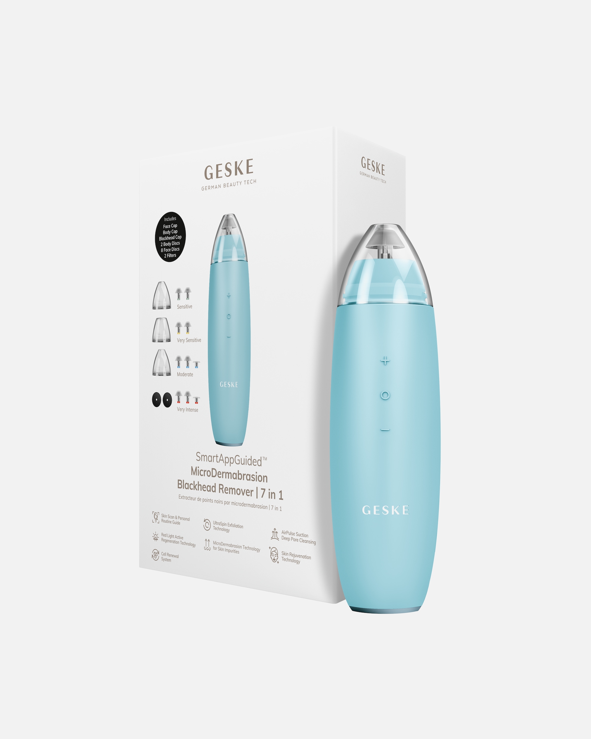 Multifunktionsgerät für Unisex GESKE SmartAppGuided™ MicroDermabrasion Blackhead Remover | 7 in 1 Turquoise