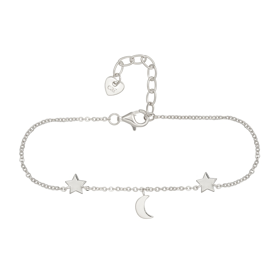 caï Armband 925 Sterling Silber rhodiniert Sterne Mond 925/- ohne Stein 16,0+3,0cm Damen