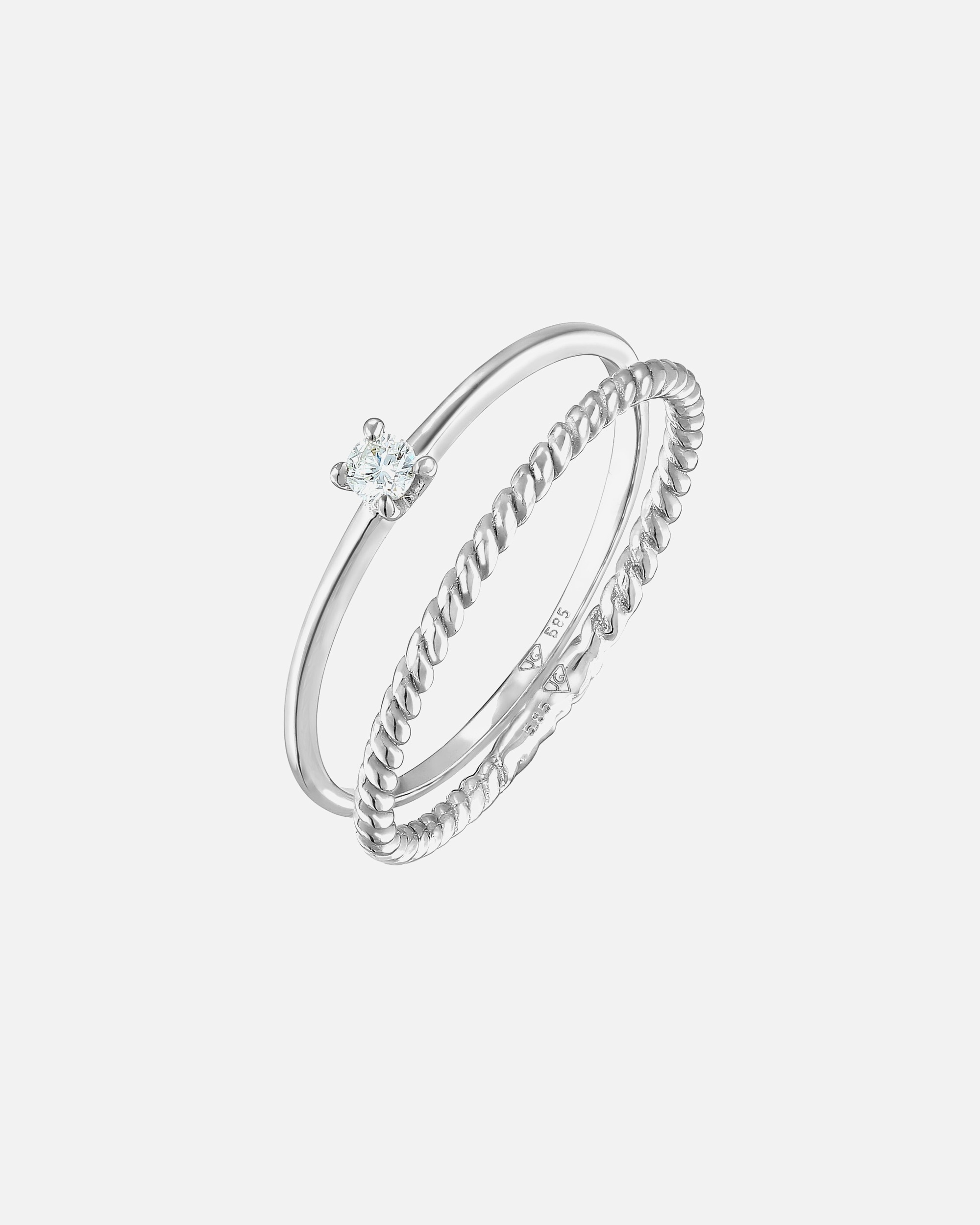 Ring für Weiblich Elli DIAMONDS Diamant (0.06 ct) Solitär Bandring 585 Weißgold 54