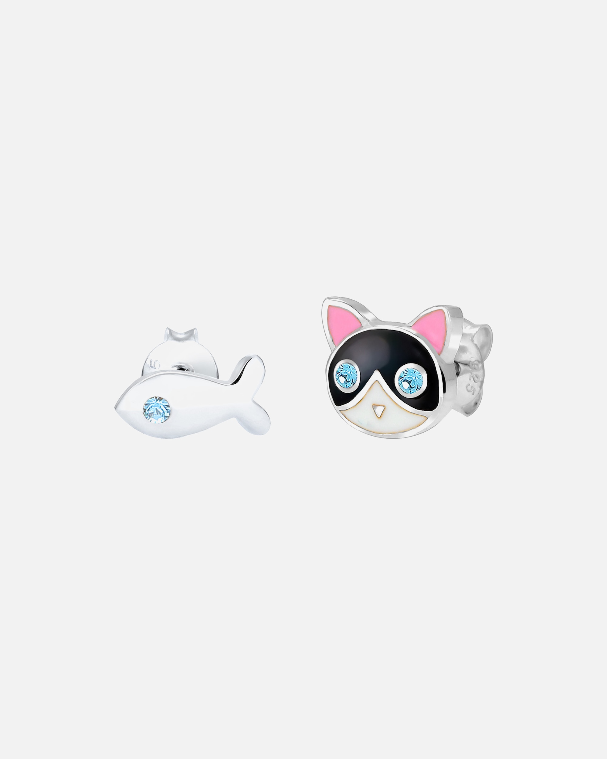 Ohrringe für Weiblich Elli Kinder Katze Fisch 925 Silber, mit Kristallen von Swarovski® OneSize