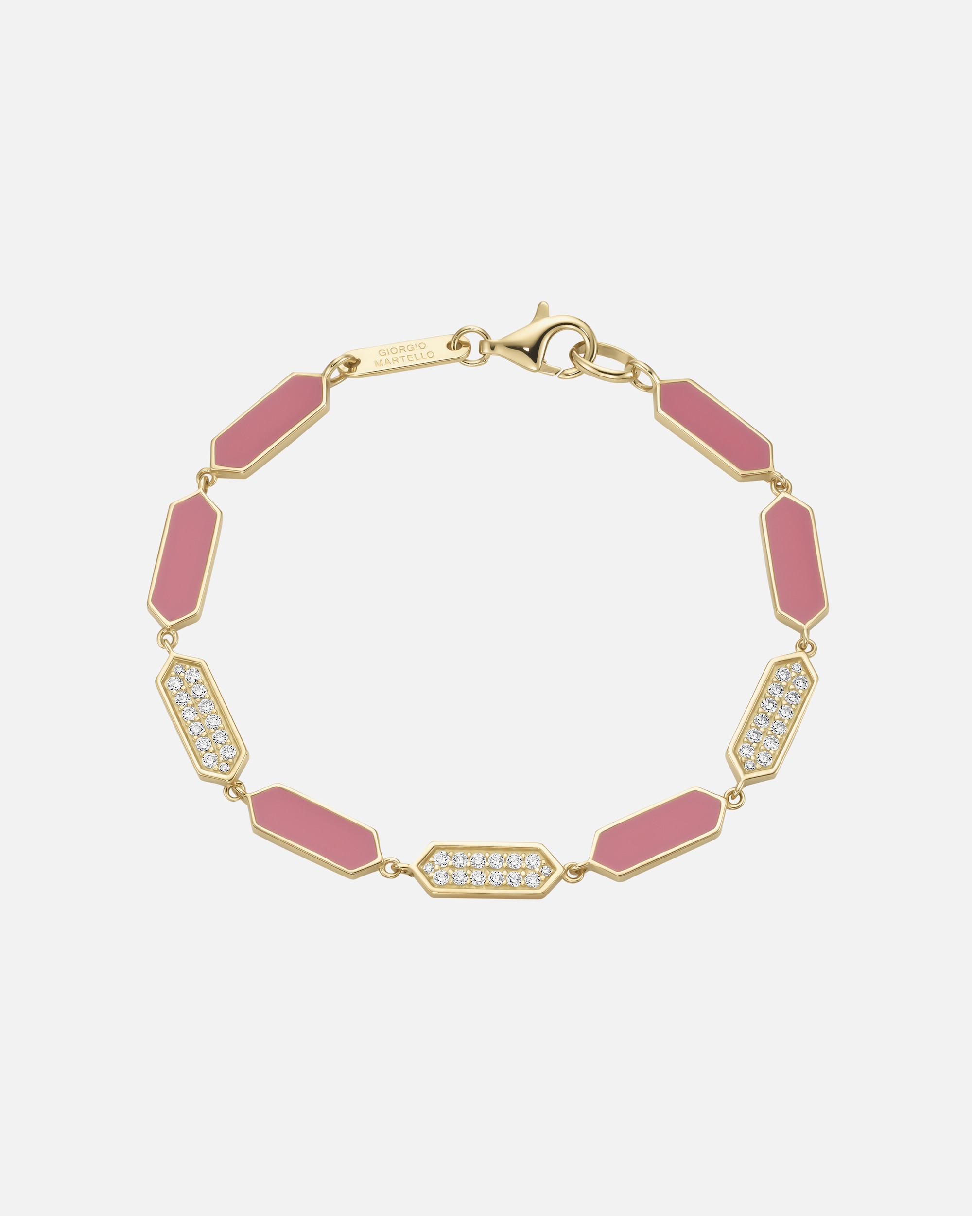 Armband für Unisex Giorgio Martello Milano Armband mit Emaille-Einlagen und Zirkonia, Silber 925 18 cm