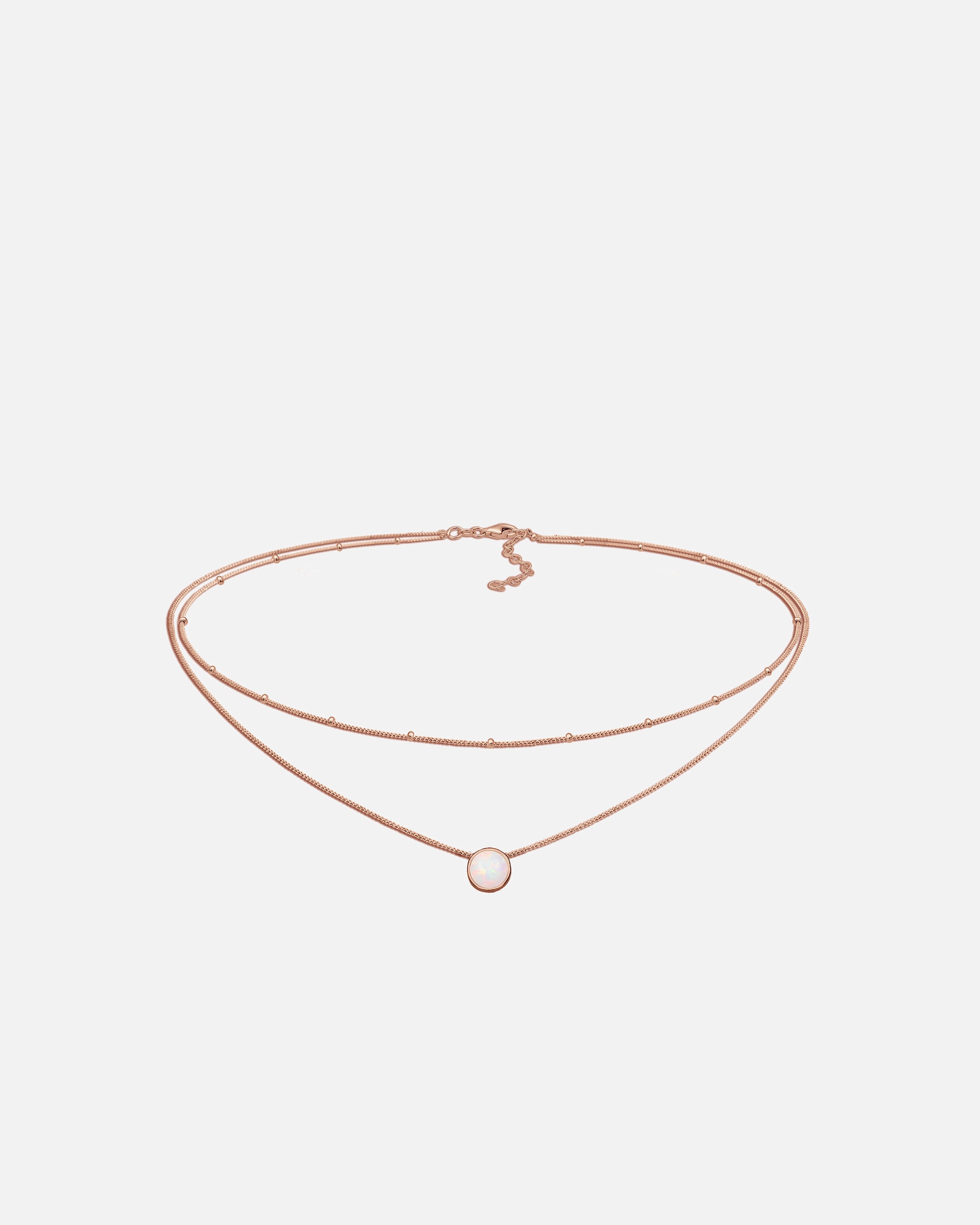 Halskette für Weiblich Elli Choker Layer Opal Kugelkette 925 Sterling Silber rosefarben