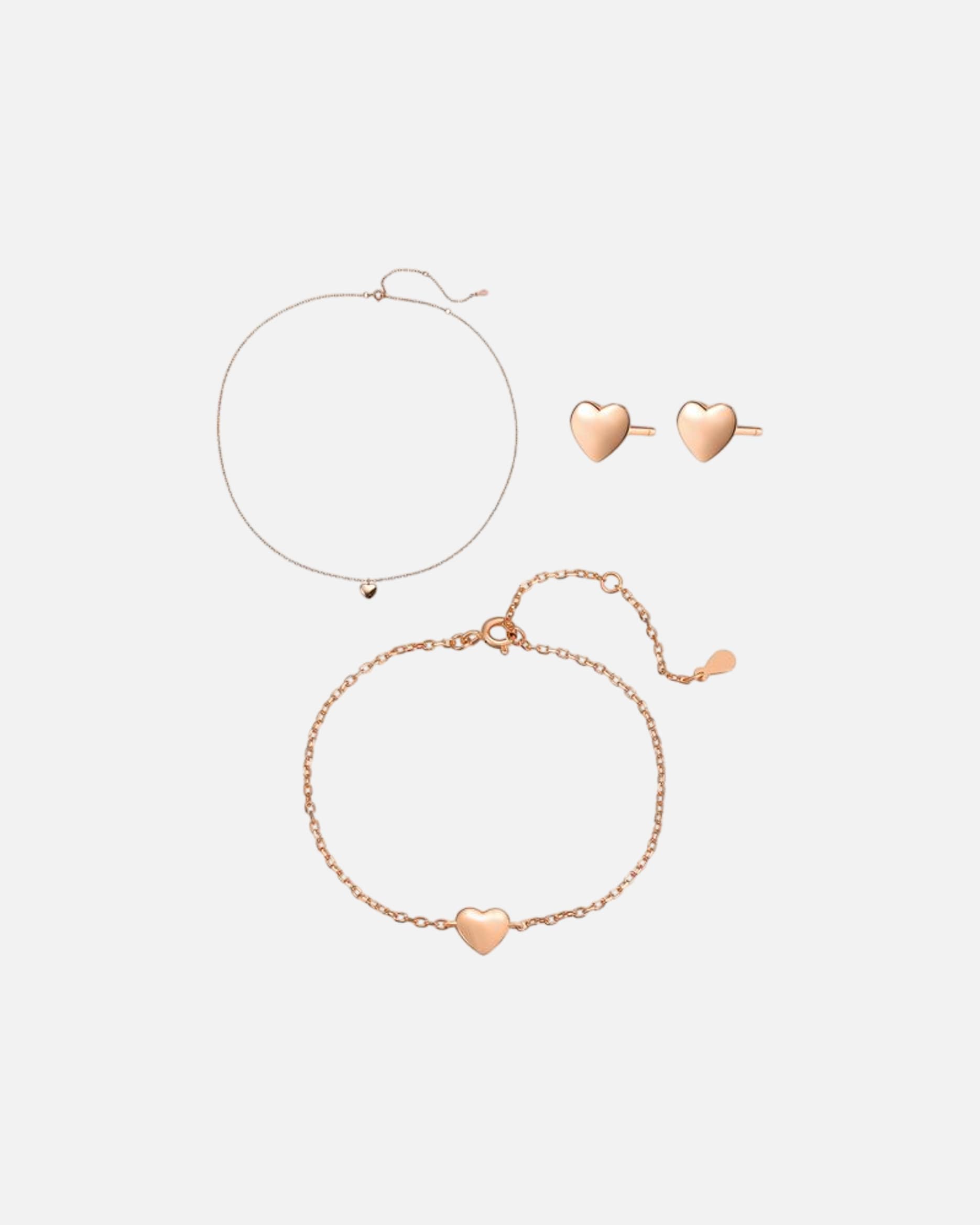 Schmuckset für Weiblich Hey Happiness Default Brand Line Love Heart – Herz Schmuckset – 925 Sterling Silver Rosegold