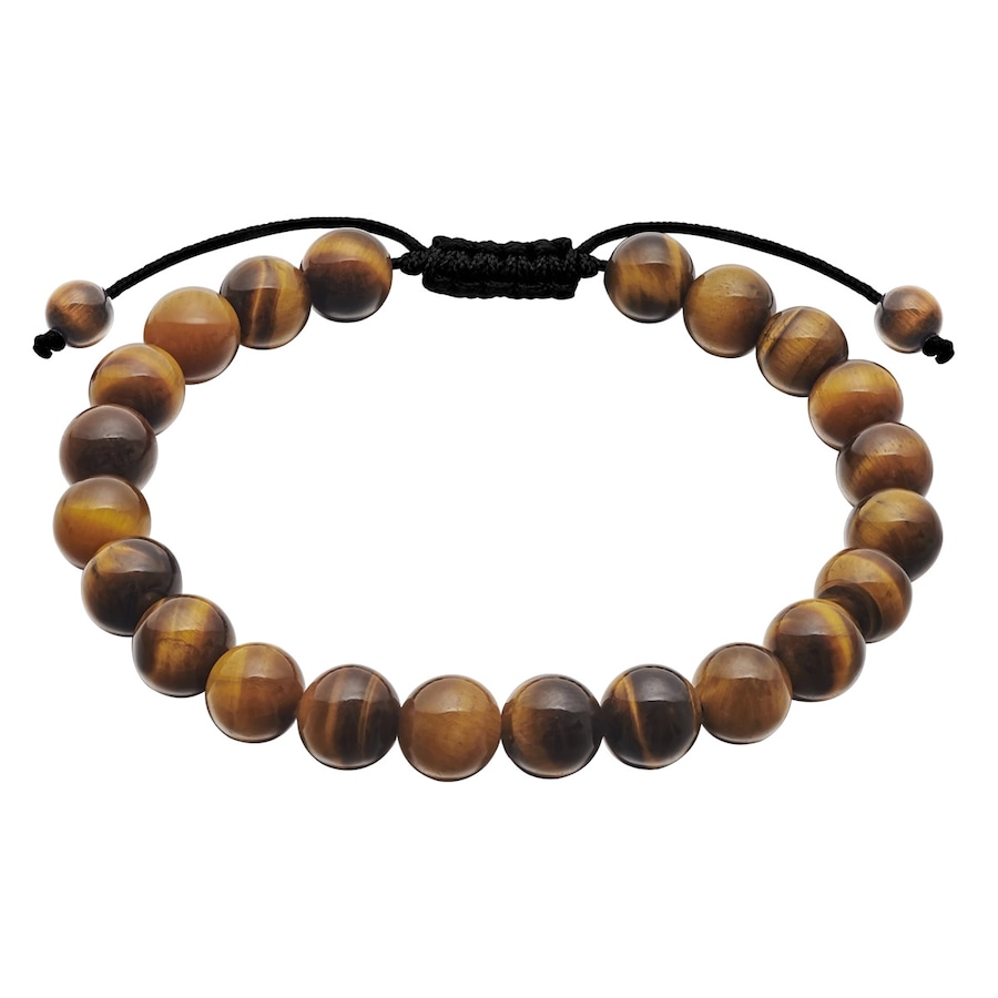 True Rebels Armband aus Edelstahl in Schwarz mit Tigerauge 15,0 - 23,0 cm, flexibel einstellbar Herren