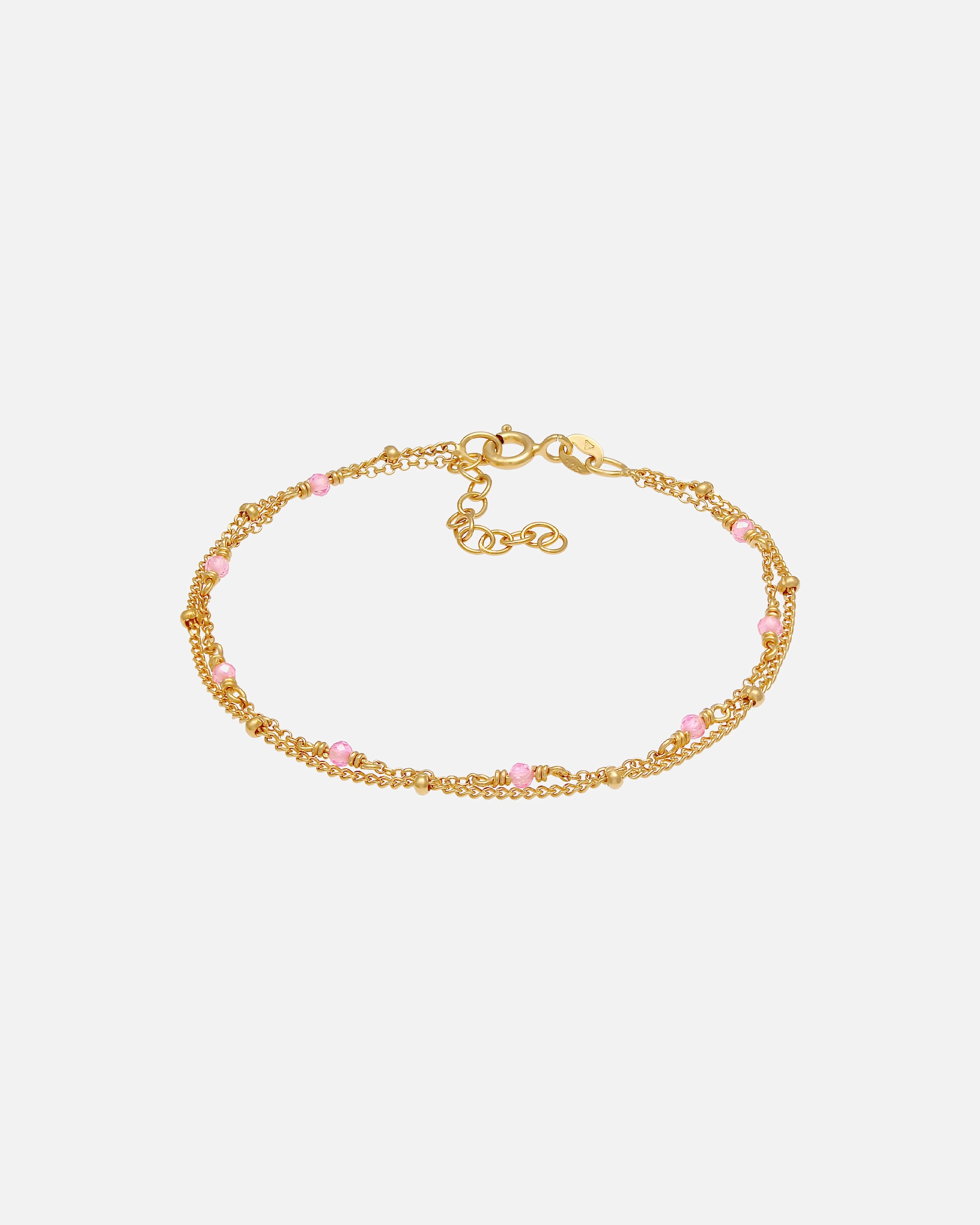 Armband für Weiblich Elli Kugel Kettchen Rosa Quarz Perlen Layer 925 Silber goldfarben