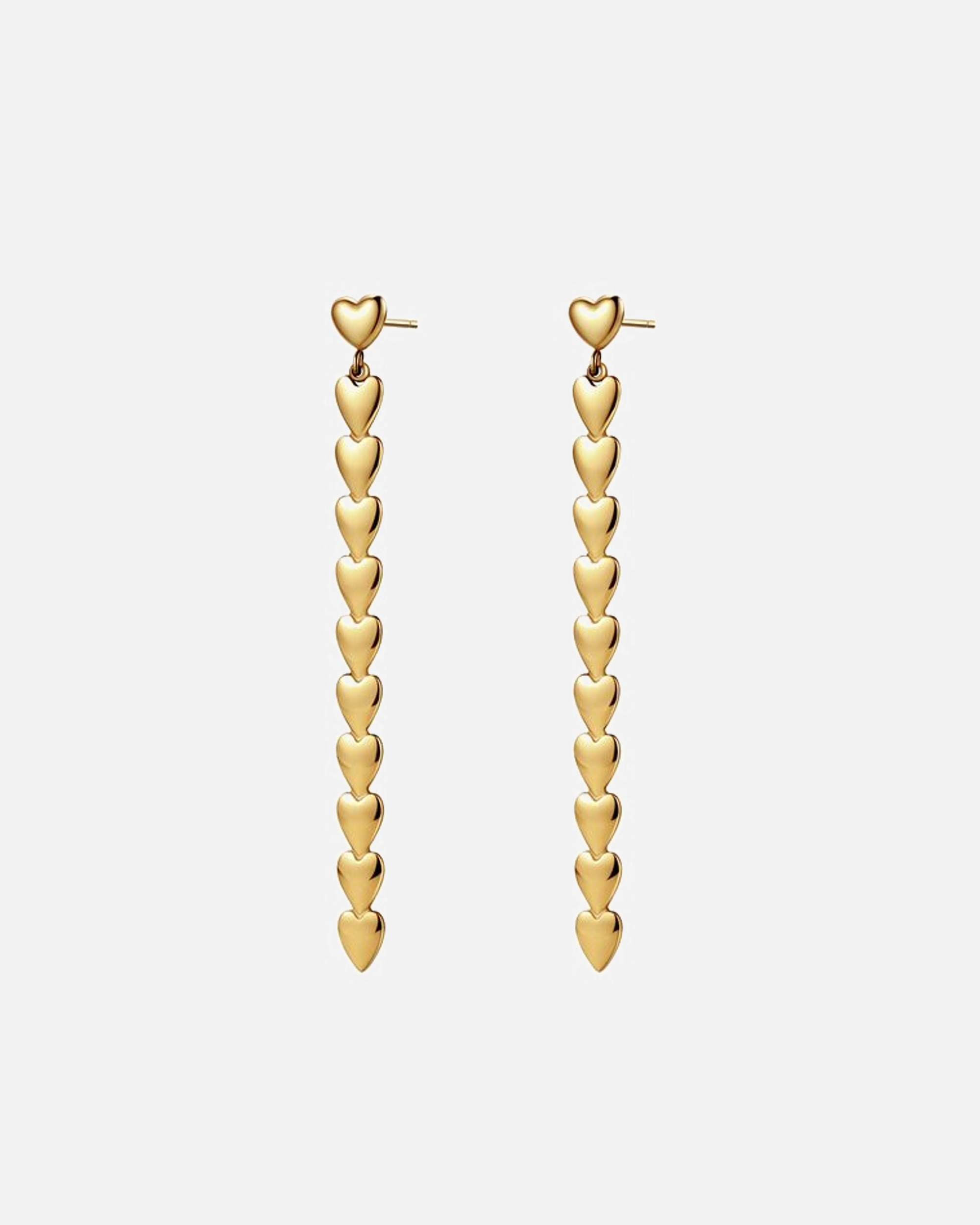 Ohrringe für Weiblich Hey Happiness Default Brand Line Herz-Kaskade Drop-Ohrringe aus Edelstahl Gold