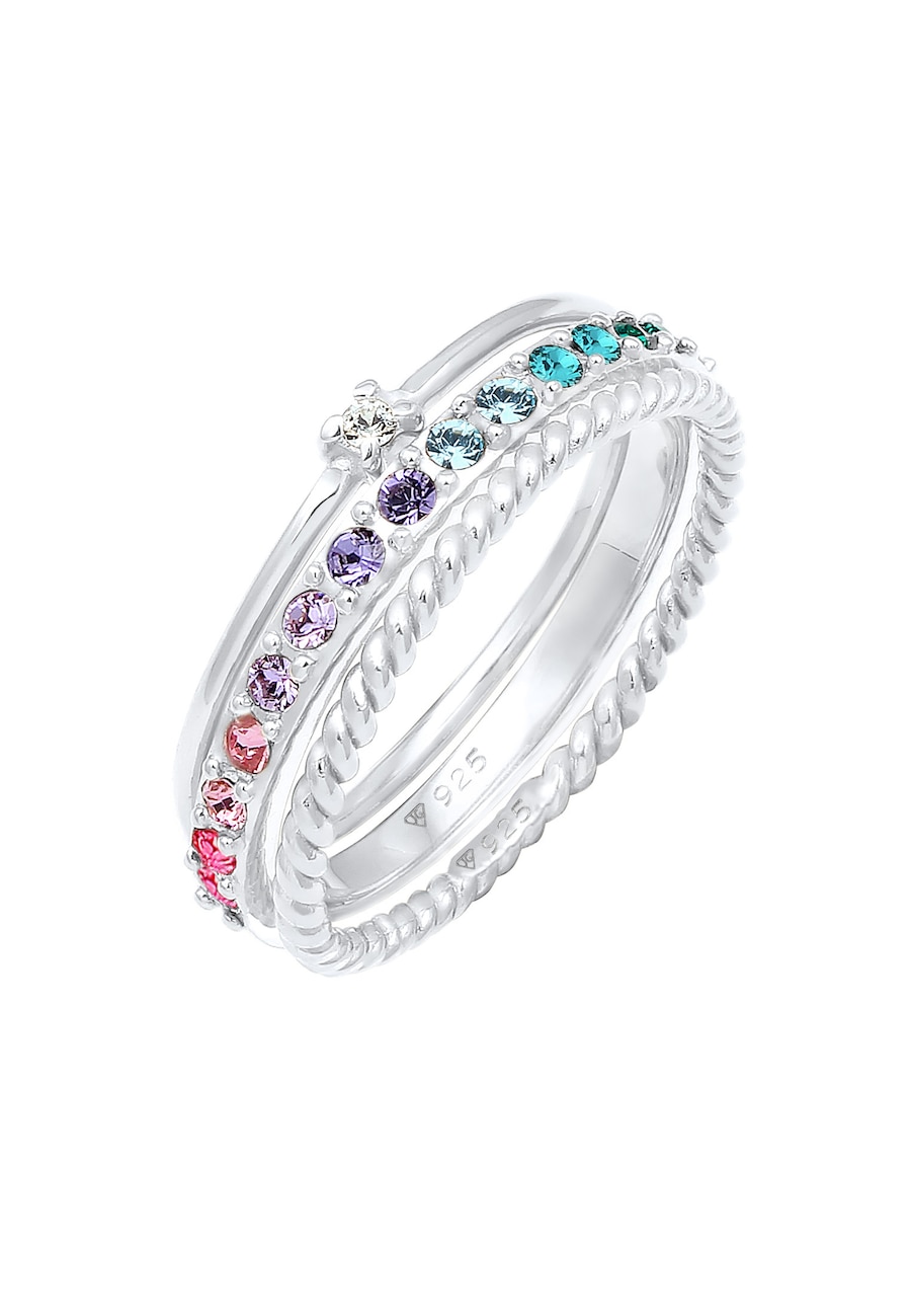 Elli Set Multi-Color Pastell Kristalle 925 Silber 66 Damen