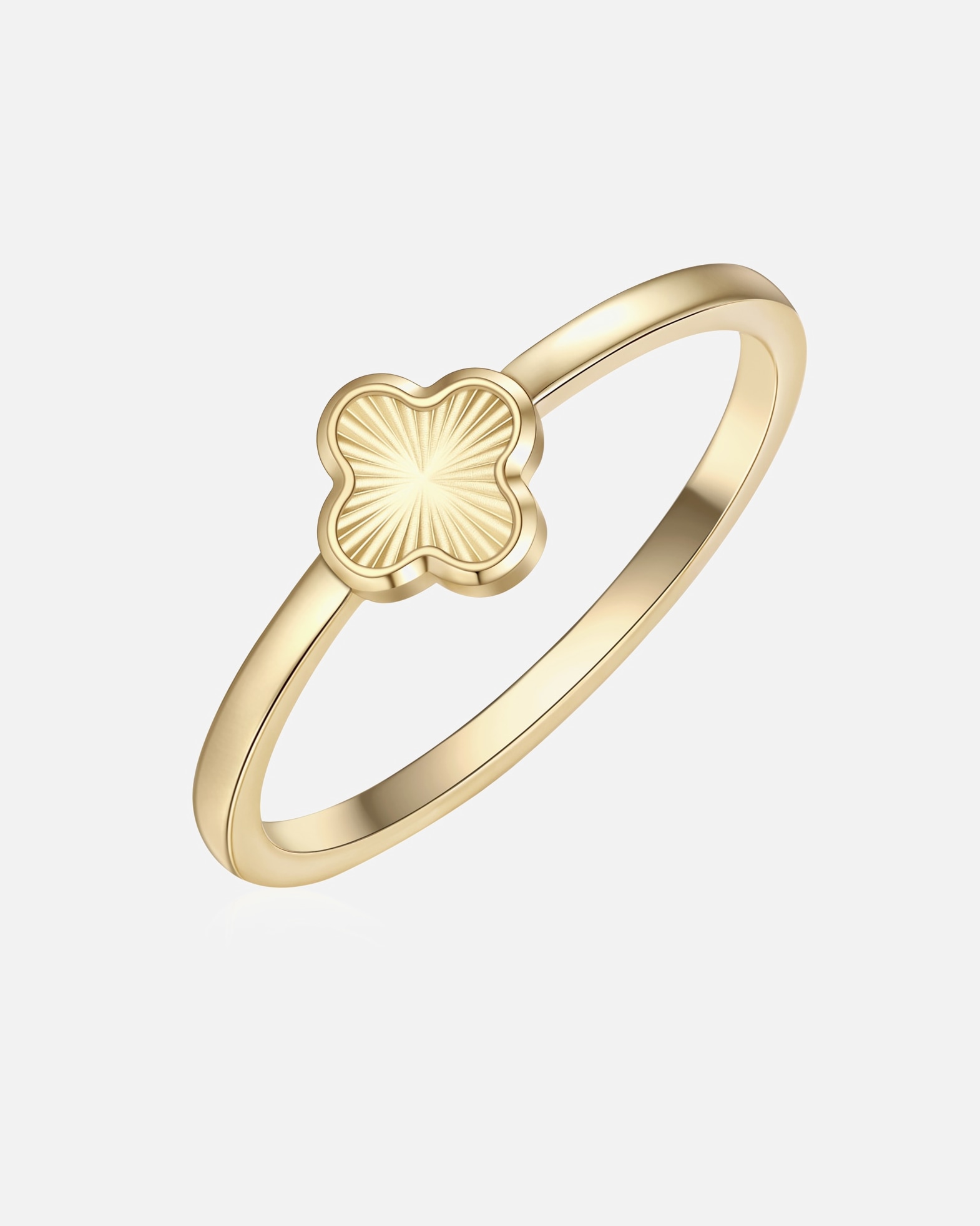 Ring für Weiblich Glanzstücke München Ring Kleeblatt aus Edelstahl in gelbgold 50