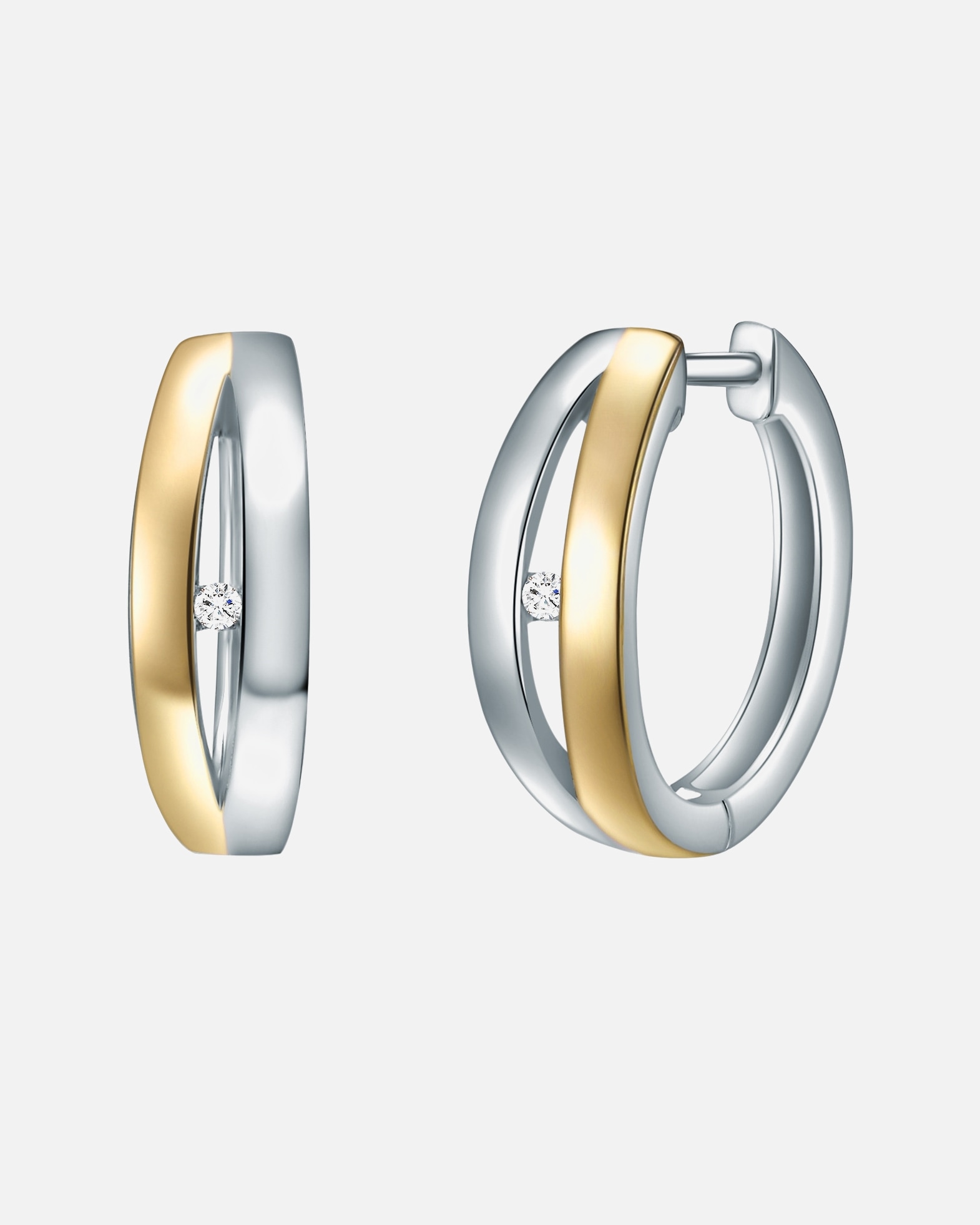 Creolen für Weiblich Lulu & Jane Diamant-Creolen Sterling Silber Diamant in Silber/Gelbgold 15,0 mm