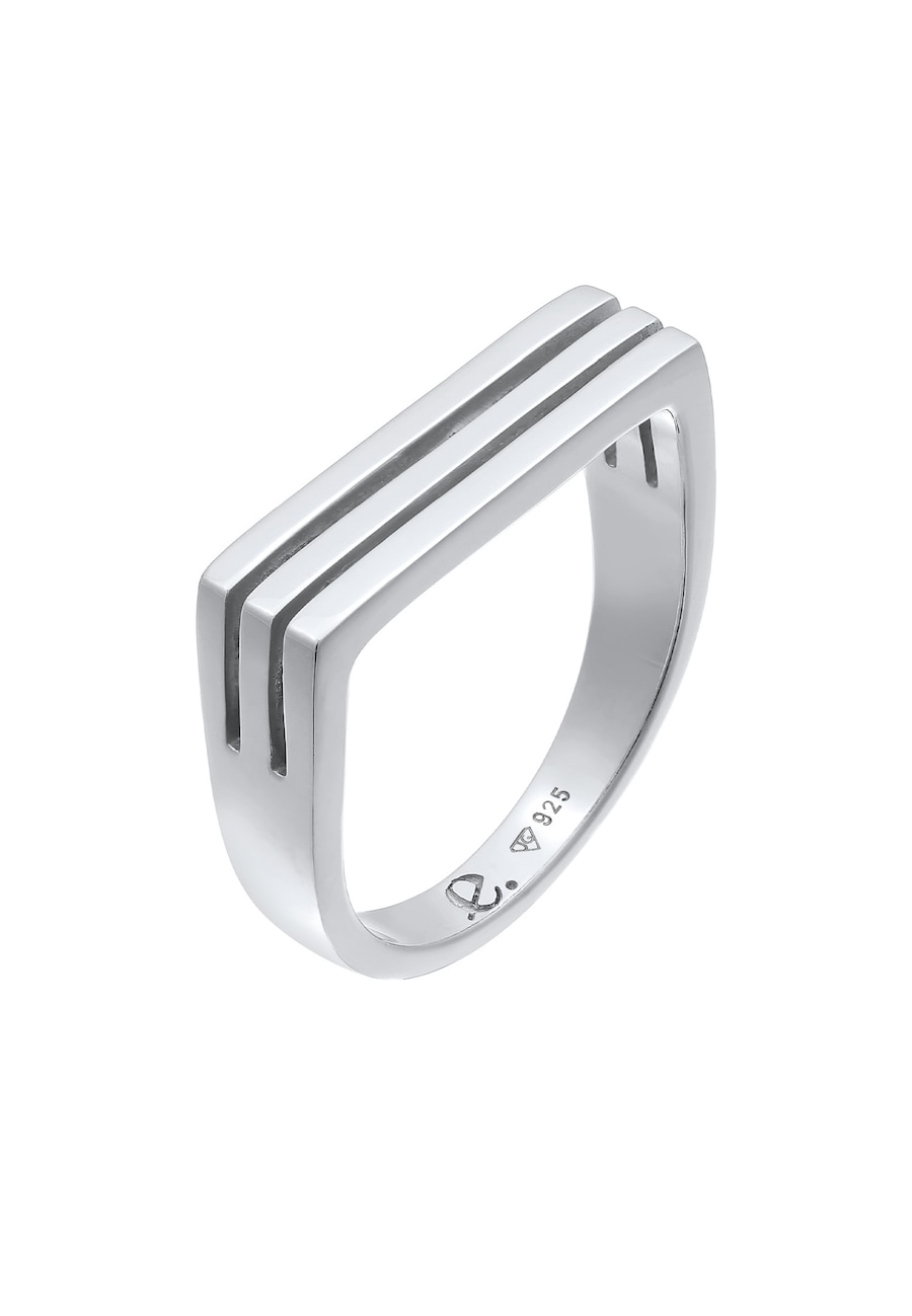 Elli PREMIUM Ring Siegelring Rechteck Unisex 925 Silber rhodiniert 58 Damen