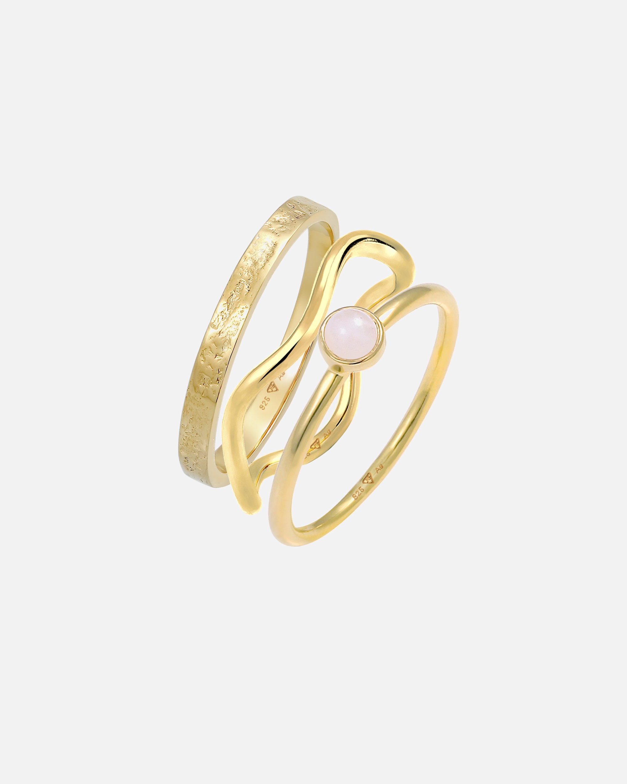 Ring für Weiblich Elli PREMIUM Elli Premium Solitär Opal Pink 3er Ring Set 925 Silber 52
