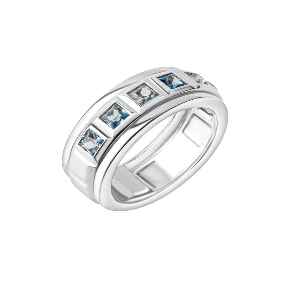 Celesta Ring 925 Silber rhodiniert Blautopas 925/- Sterling beh. blau 056 (17,8) Weiss Damen