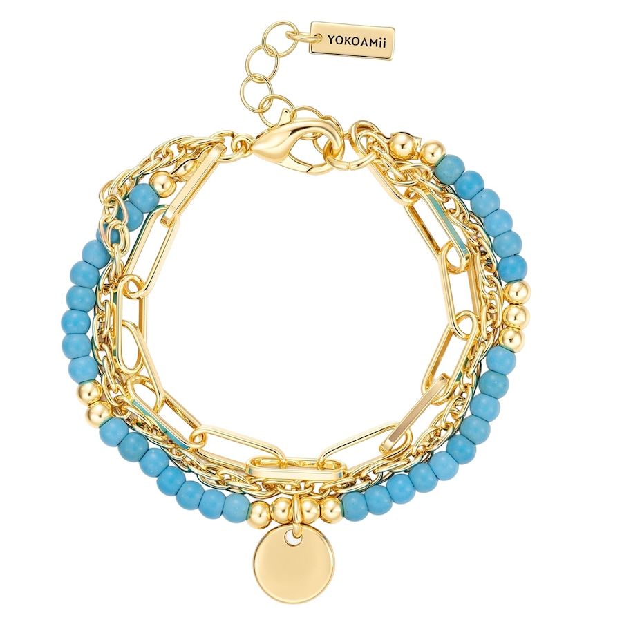 Yokoamii Armband aus Metall-Legierung in gelbgold mit Naturstein 18,0 cm Basislänge + 3,0 Verlängerung Damen