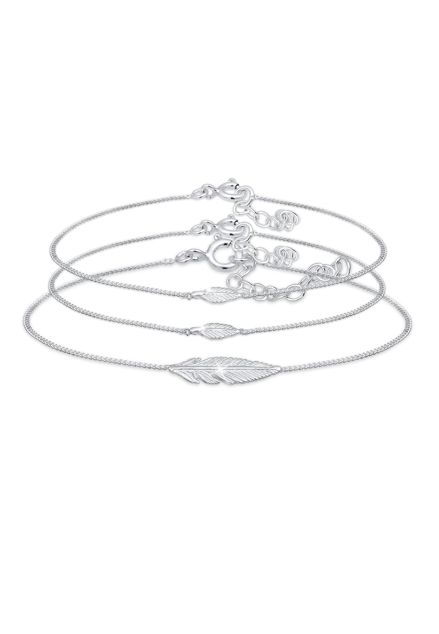 Elli Armband Feder Mutter Kind Panzerkette 925er Silber 16 Damen